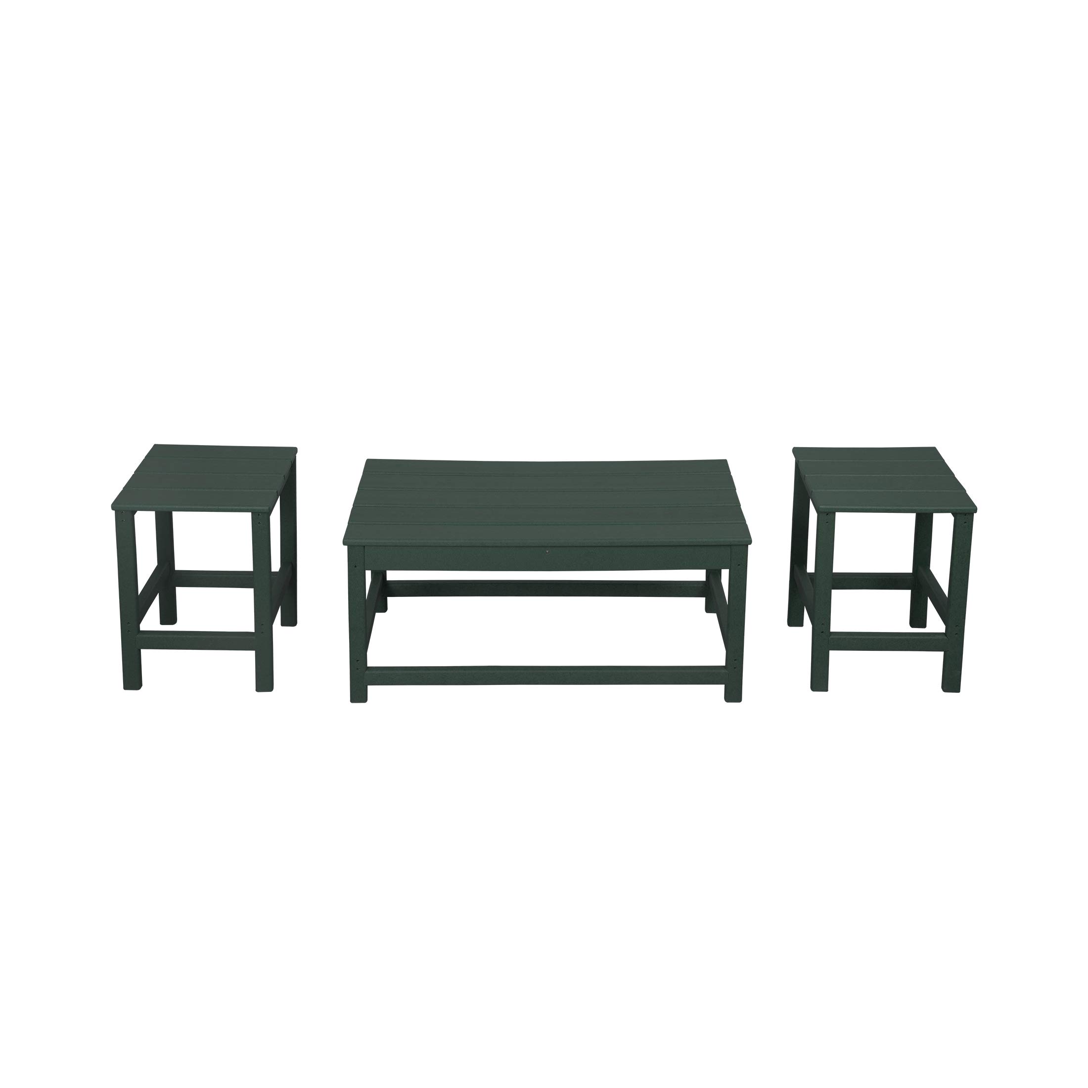 HDPE 2-Piece Side & Coffee Table Set for Adirondack Chairs - Weatherproof Outdoor Furniture for Patio, Garden, Backyard