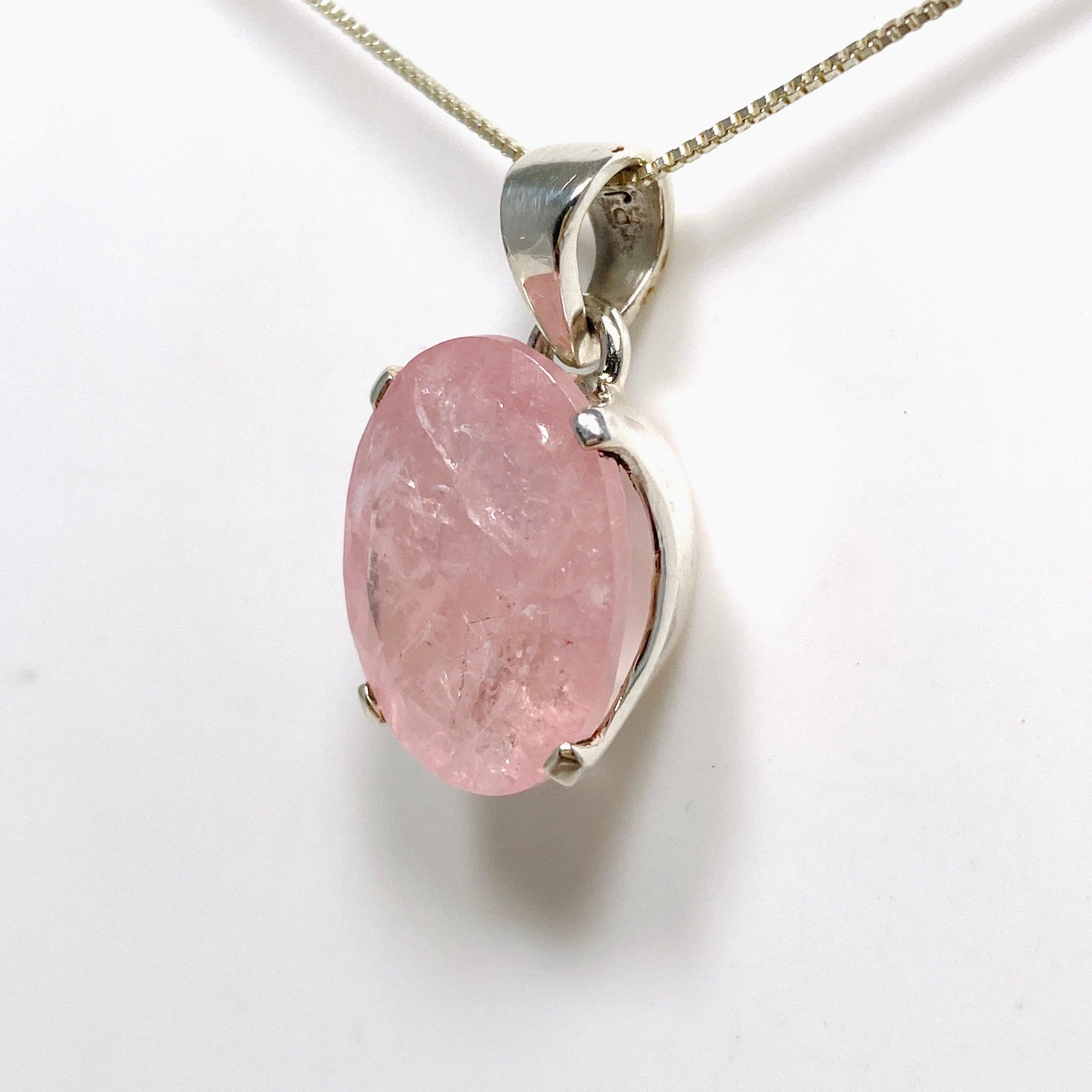 Morganite Faceted Oval Pendant Necklace PPGJ688 - Elegant Jewelry Gift for Women, Perfect for Weddings, Anniversaries & Special Occasions