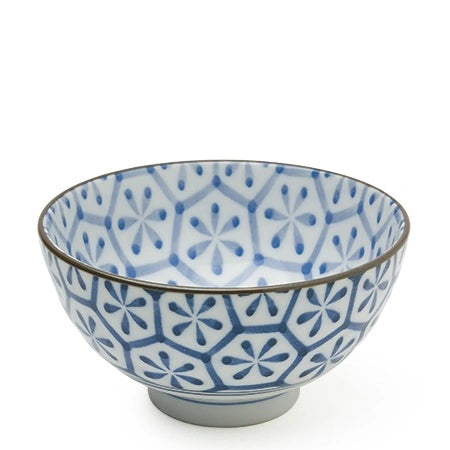 Miya Monyou Hana Kikkou Japanese Rice Bowl Set - 4.25 Inch Ceramic Asian Soup Bowl for Ramen, Sushi, and Rice Dishes - Perfect for Home Dining and Restaurant Use