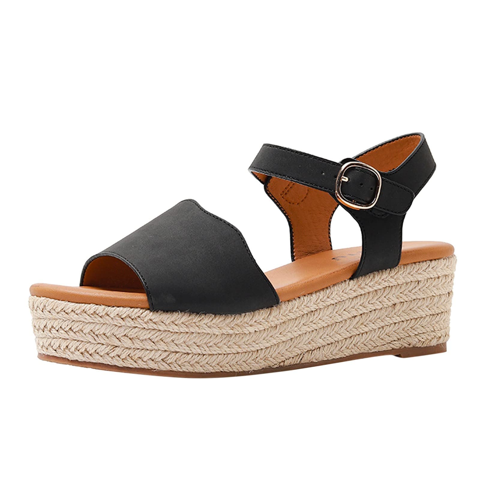 Masbird Women's Summer Sandals - Open Toe Cross Strap Wedge Heels with Ankle Buckle | Comfortable Beach Wedding Party Dressy Casual Shoes