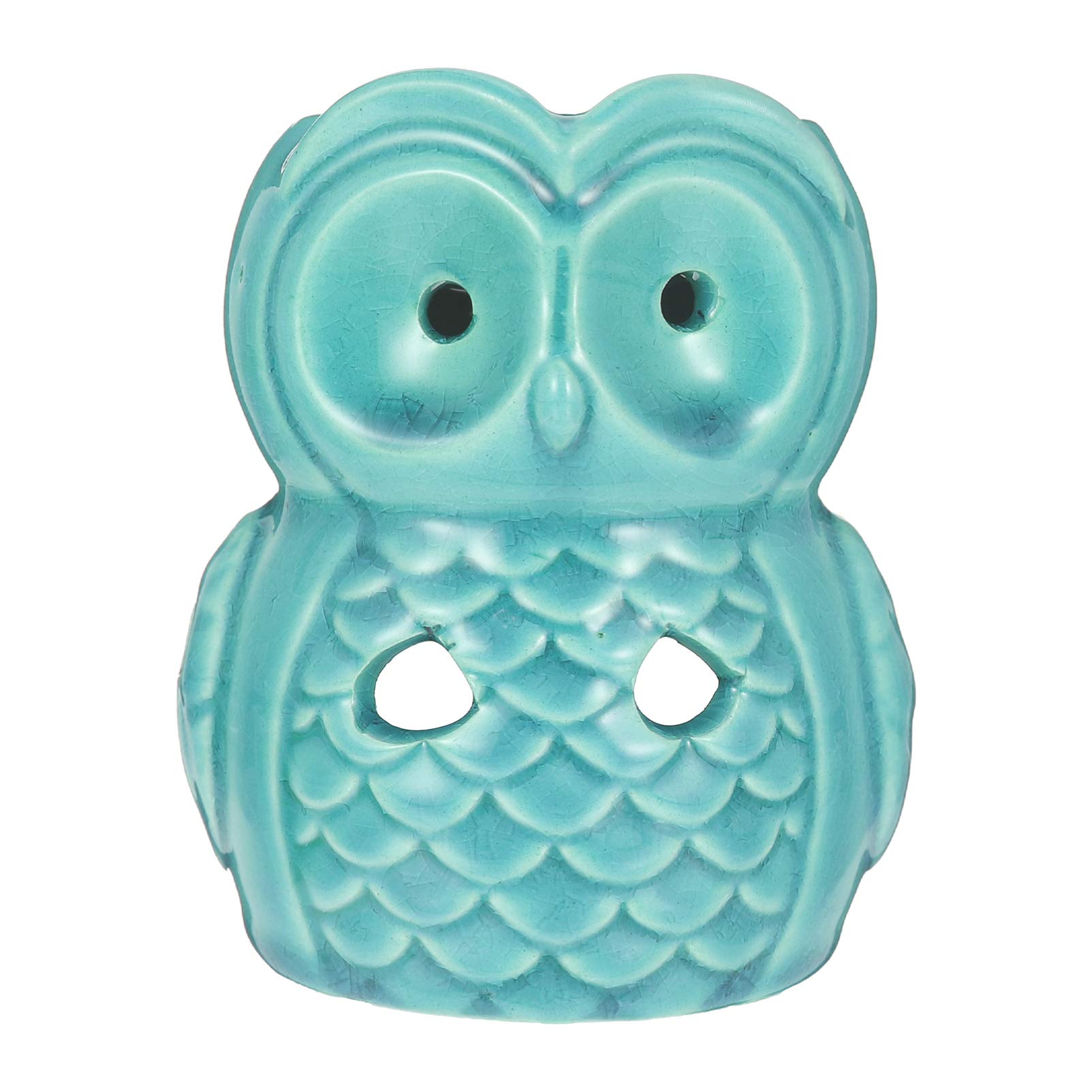 IMIKEYA Ceramic Owl Tealight Candle Holder - Essential Oil Burner & Aromatherapy Diffuser for Home Decor, Relaxation, and Spa - Blue Tabletop Decoration for Bedroom, Living Room, and Office