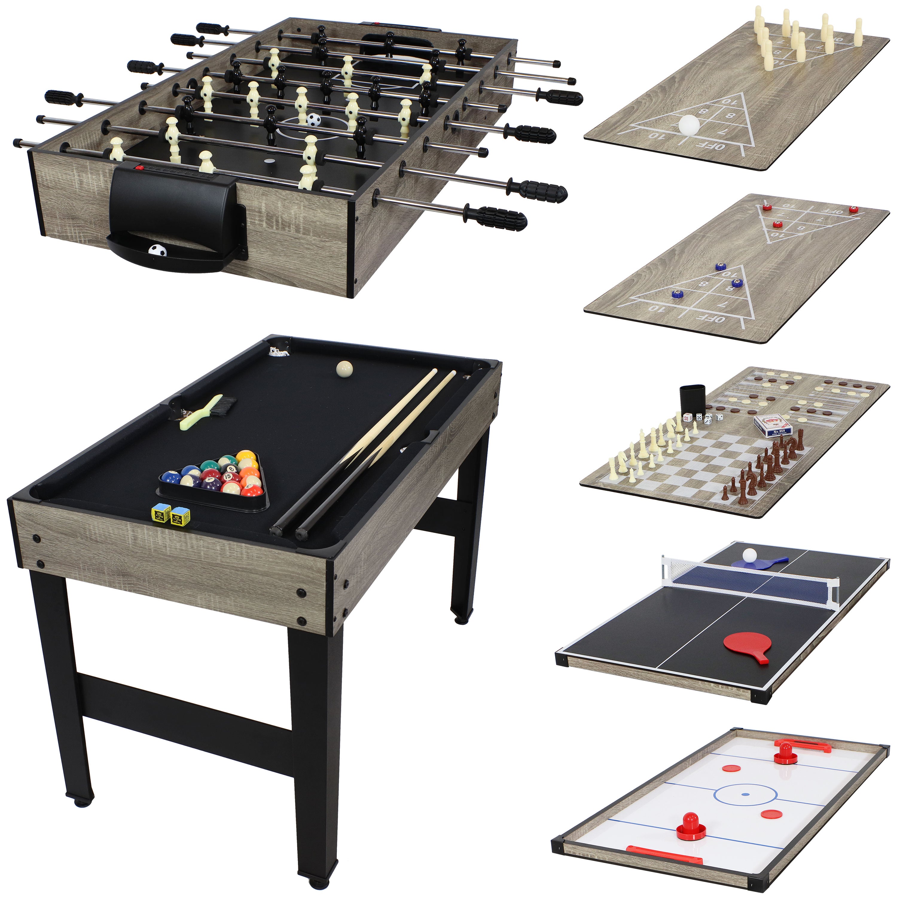 10-in-1 Multi Game Table Set for Indoor & Outdoor Fun - 49.5 Inch Classic Board Games Collection - Perfect for Family Game Nights, Parties, and Backyard Entertainment