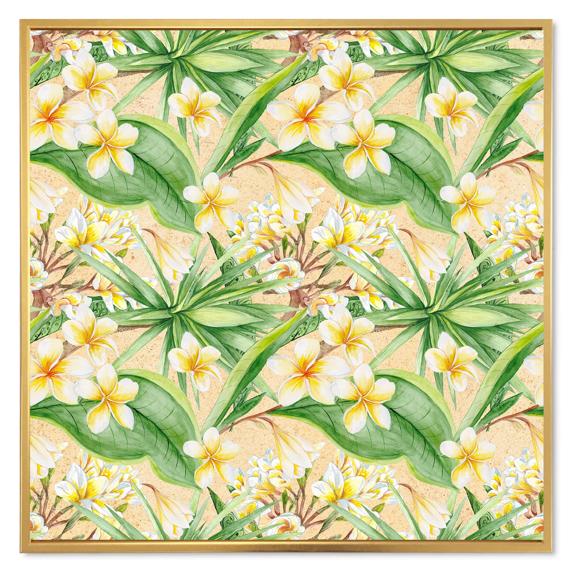 Tropical Foliage & Yellow Flowers XIII - Modern Framed Canvas Wall Art Print for Living Room, Bedroom & Office Decor