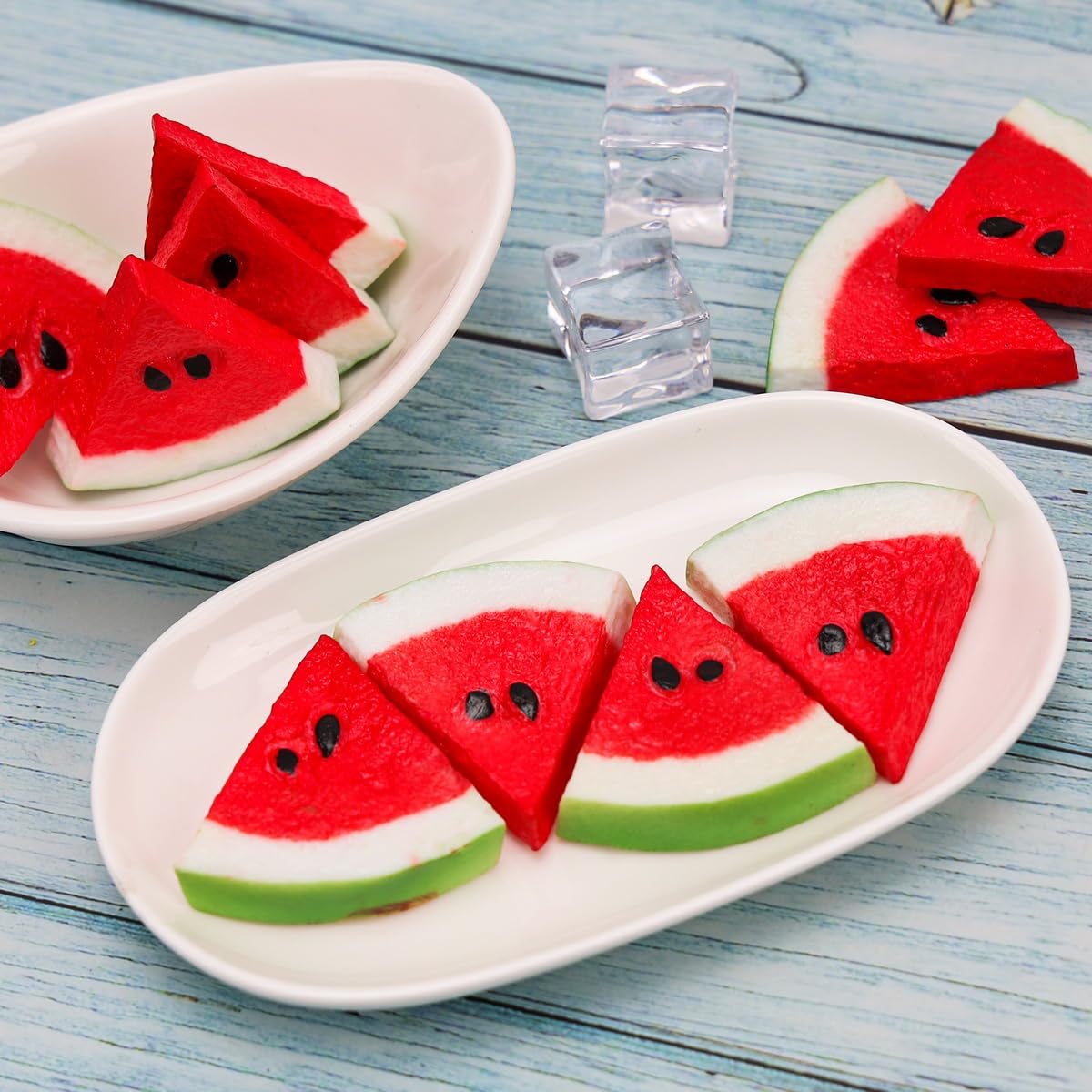 20 PCS Realistic Artificial Watermelon Slices - Faux Plastic Fruit Decor for Home, Office, Party & Kitchen - Perfect for Tabletop Displays, Food Photography Props, and Decorative Centerpieces