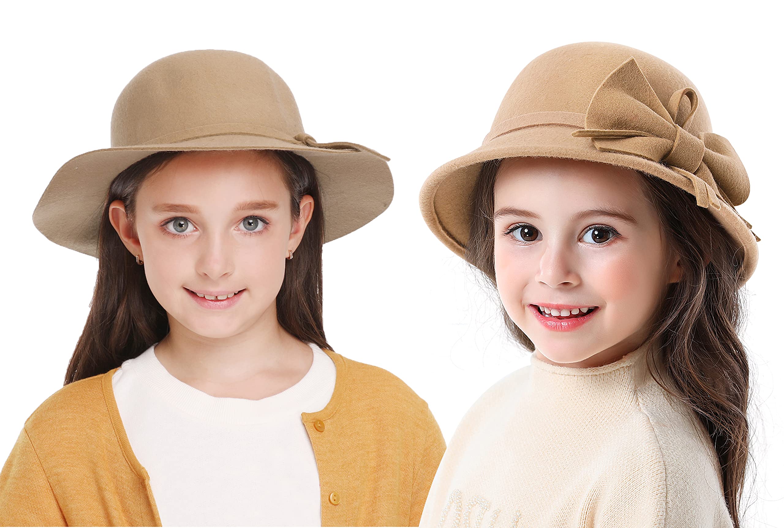 Bienvenu Kids Girls Winter Warm 100% Wool Bucket Hat for Cold Weather - Cozy & Stylish Winter Accessory for Outdoor Play, Snow Days, and School
