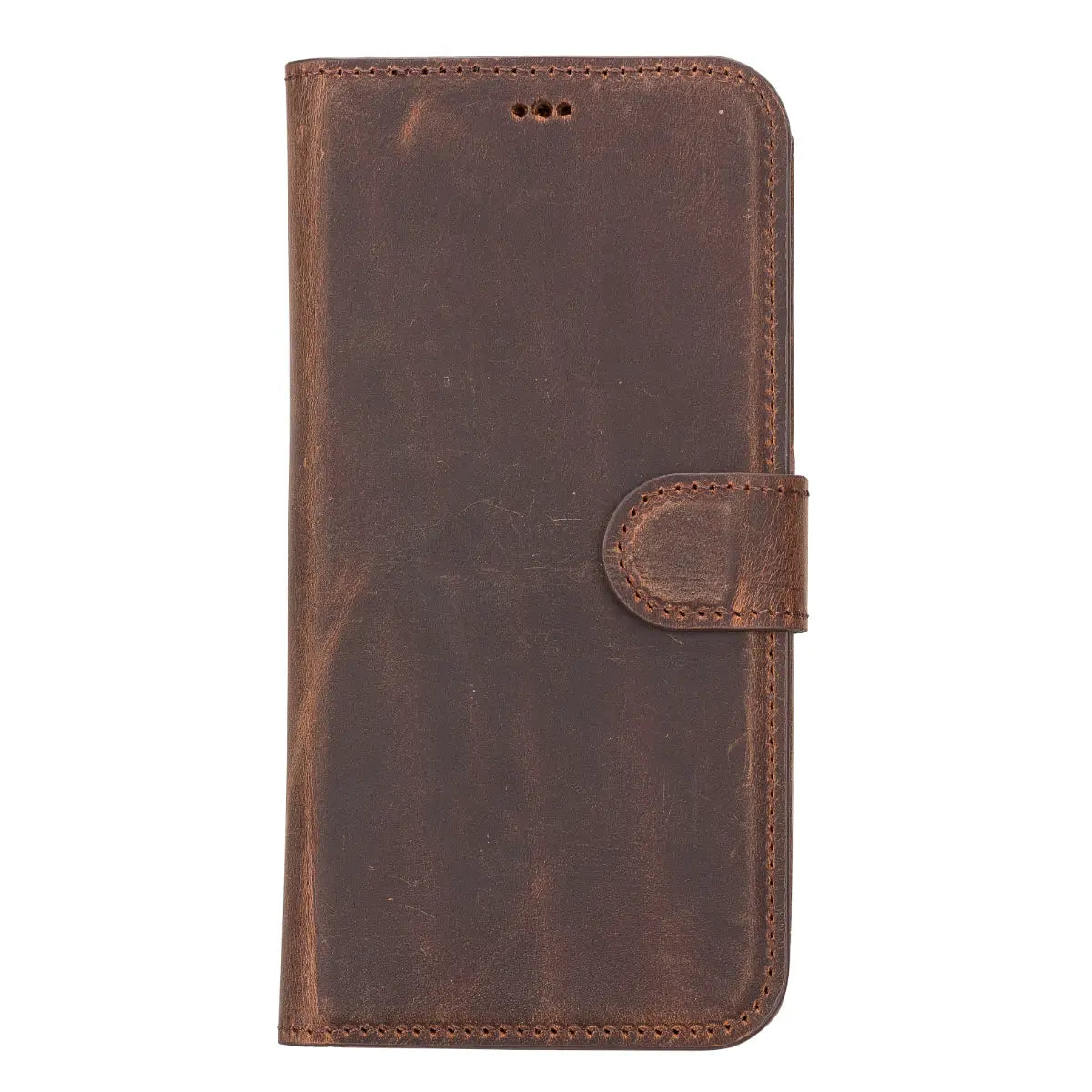 Distressed Brown Leather Magnetic Wallet Case for iPhone 14 Plus - Premium RFID Blocking & Secure Card Holder - Perfect for Travel, Business & Everyday Use