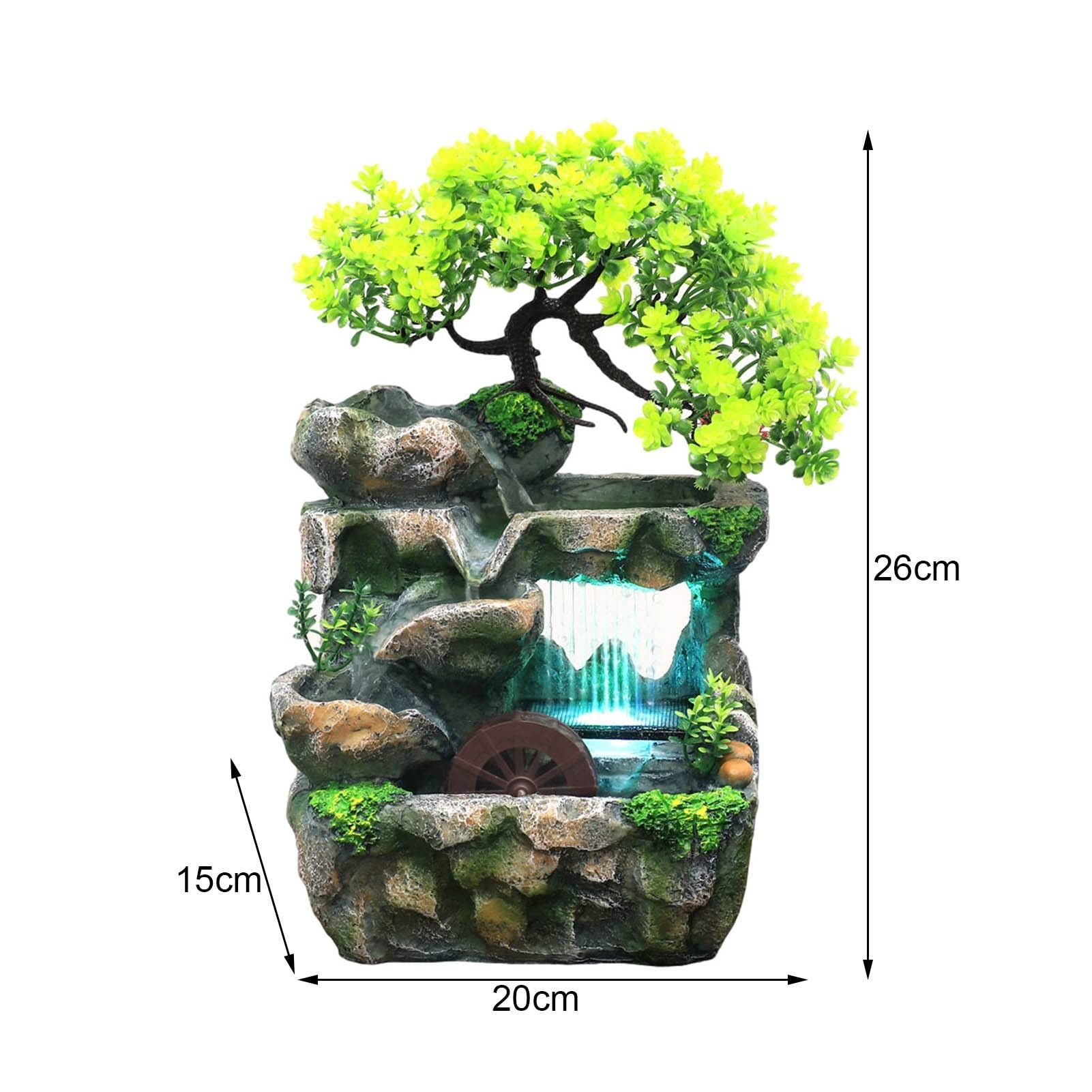 Rocky Falls Indoor Tabletop Water Fountain with Color-Changing LED - Zen Desktop Waterfall for Home, Office, Meditation & Relaxation - Perfect for Desks, Living Rooms, and Bedrooms