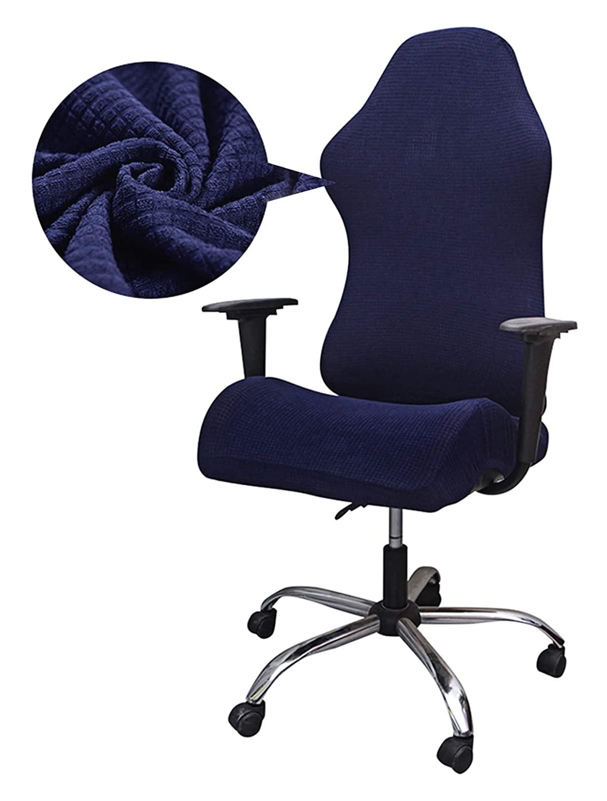 YANQIANG Ergonomic Office & Gaming Chair Cover - Stretchable Polyester Slipcover for Reclining Racing Chairs (Dark Blue) | Perfect for Home Office, Gaming Setup & Workspace Comfort