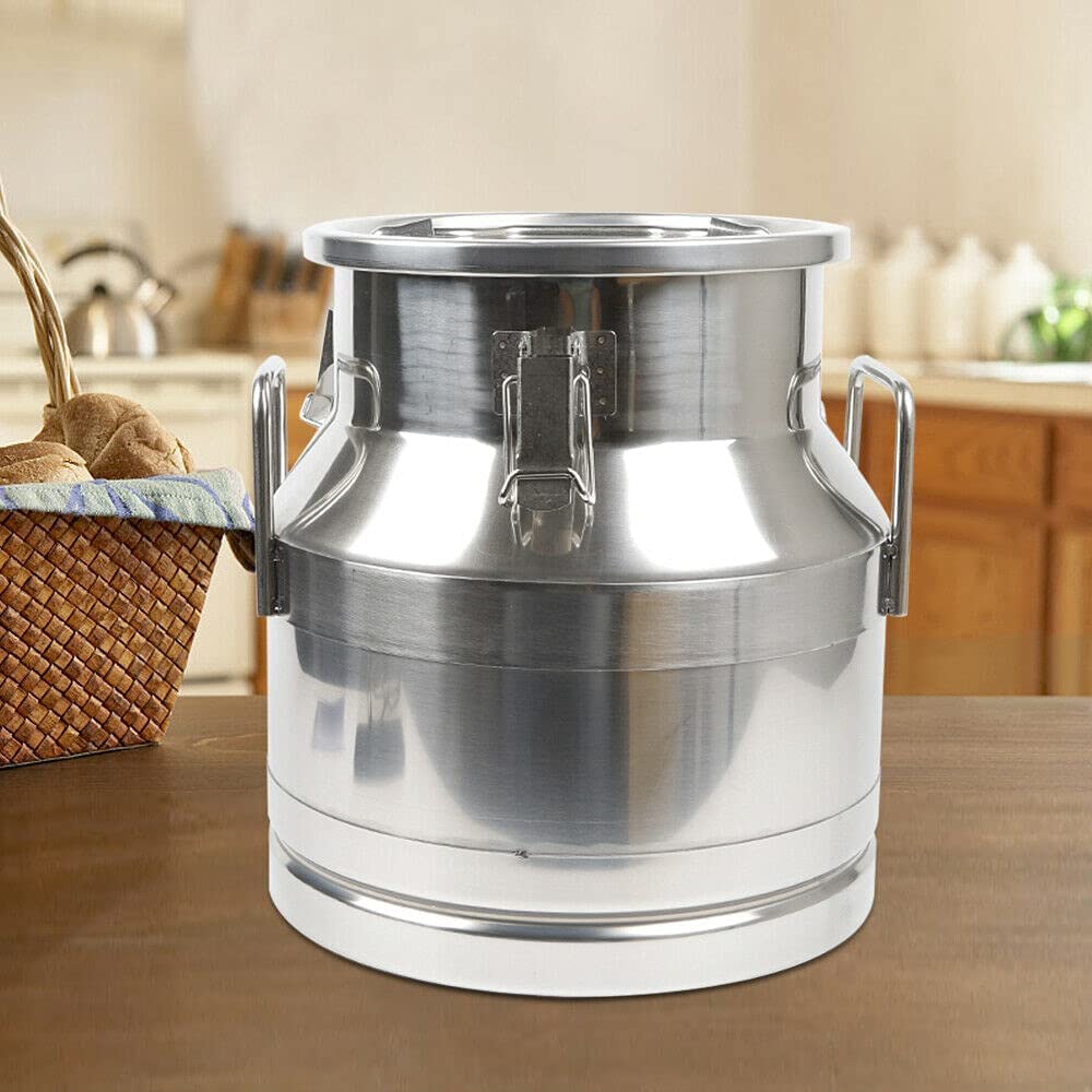 3.16 Gallon Stainless Steel Milk Can, Ice Bucket & Wine Chiller - Commercial Water Jug, Liquid Storage Pail & Fermentation Barrel - Multi-Purpose Kitchen Canister for Beverage Cooling, Brewing & Food Storage