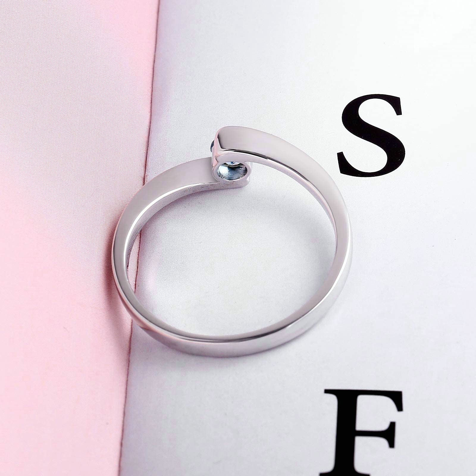 Gualiy Sterling Silver Rings for Women - Elegant Blue Round Topaz Wedding & Engagement Rings, Sizes 4-11 | Perfect for Proposals, Anniversaries & Special Occasions