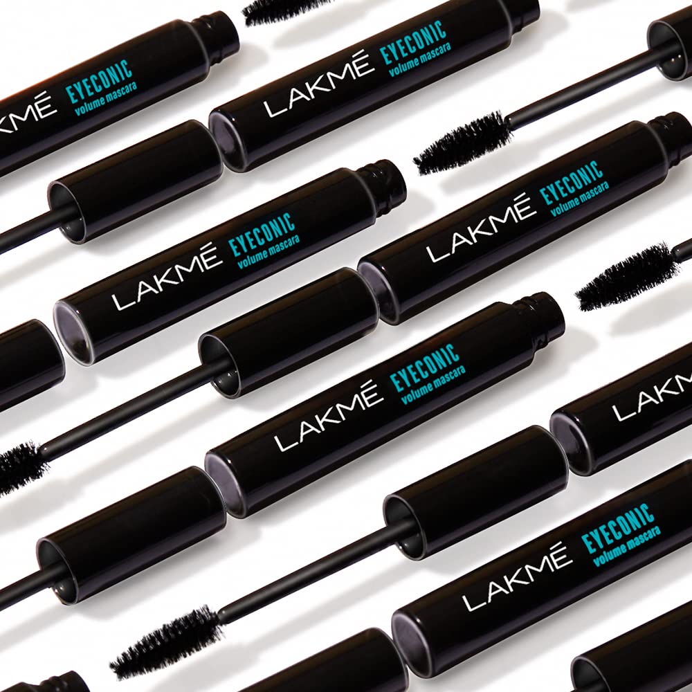 Lakmé Eyeconic Volumizing Mascara - 8.5ml Black Lengthening & Volumizing Mascara for Dramatic Lashes | Perfect for Day to Night Makeup Looks