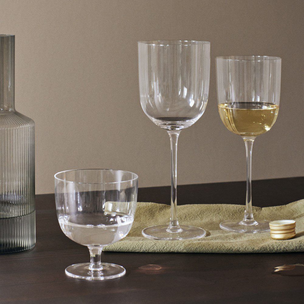 FERM LIVING Host Water Glasses - Set of 2 Clear Glass Tumblers for Home, Restaurant & Party Use