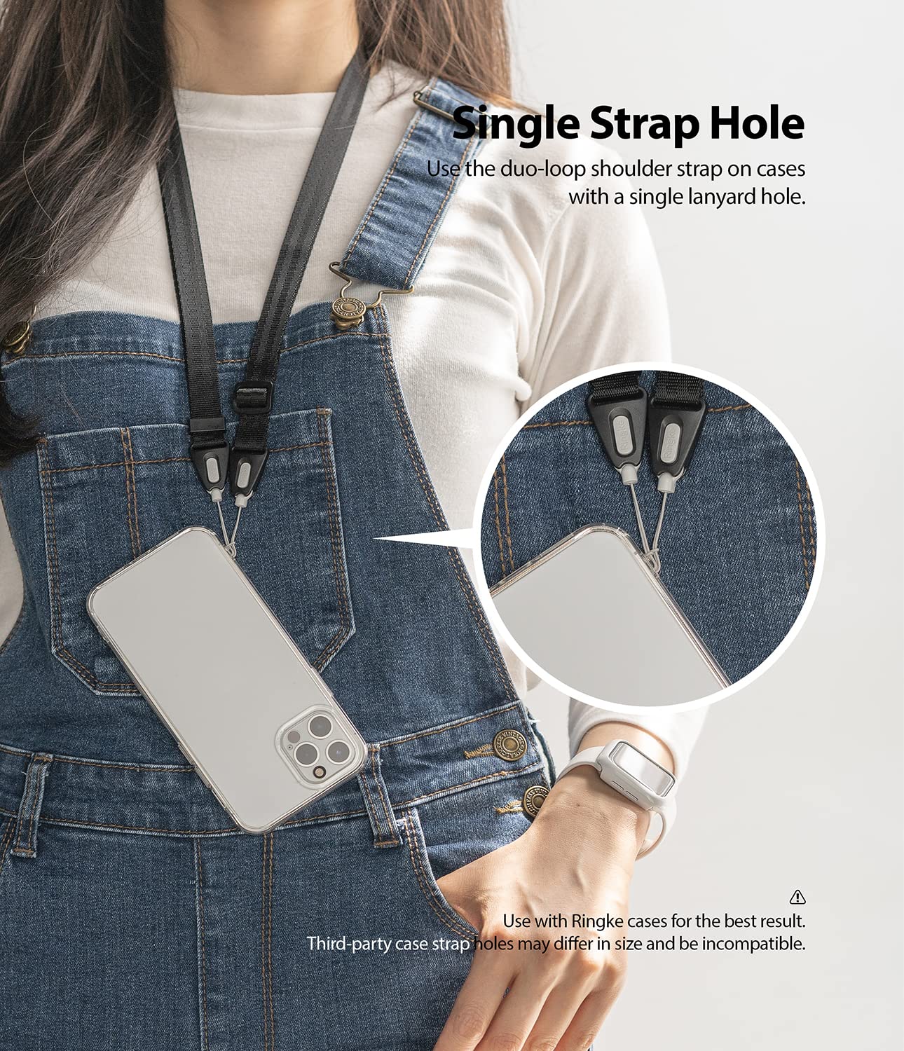 **Ringke Adjustable Universal Crossbody Shoulder Strap – Durable Phone & Camera Lanyard for Smartphones, DSLRs, and Cases – Perfect for Travel, Hiking, and Events**