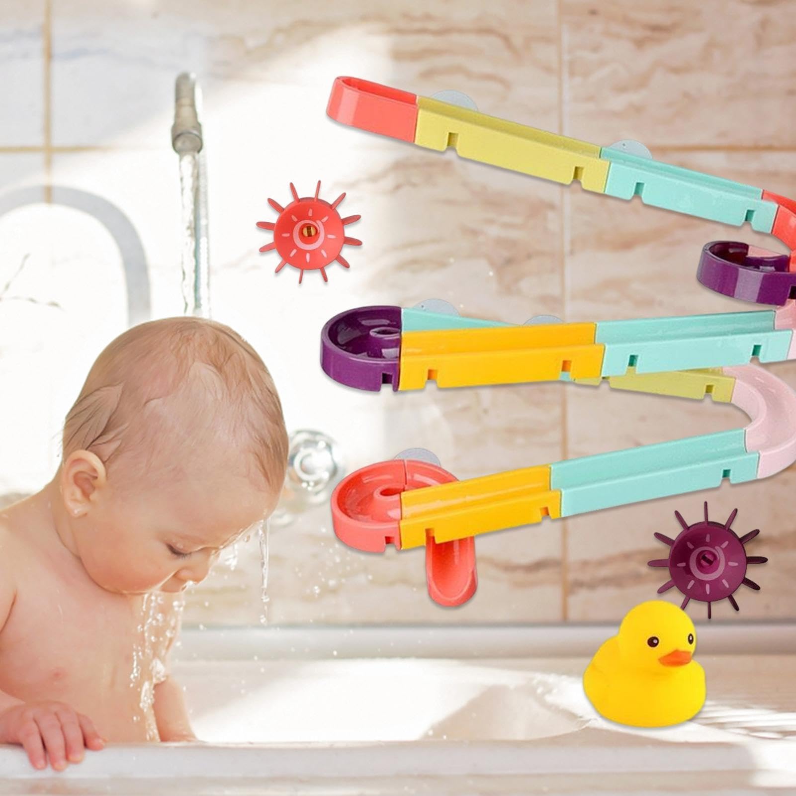 Best Bath Toys for Toddlers - Interactive Duck Water Track Shower Game | Educational Bathtub Toys for Kids | Fun Learning & Sensory Play During Bath Time