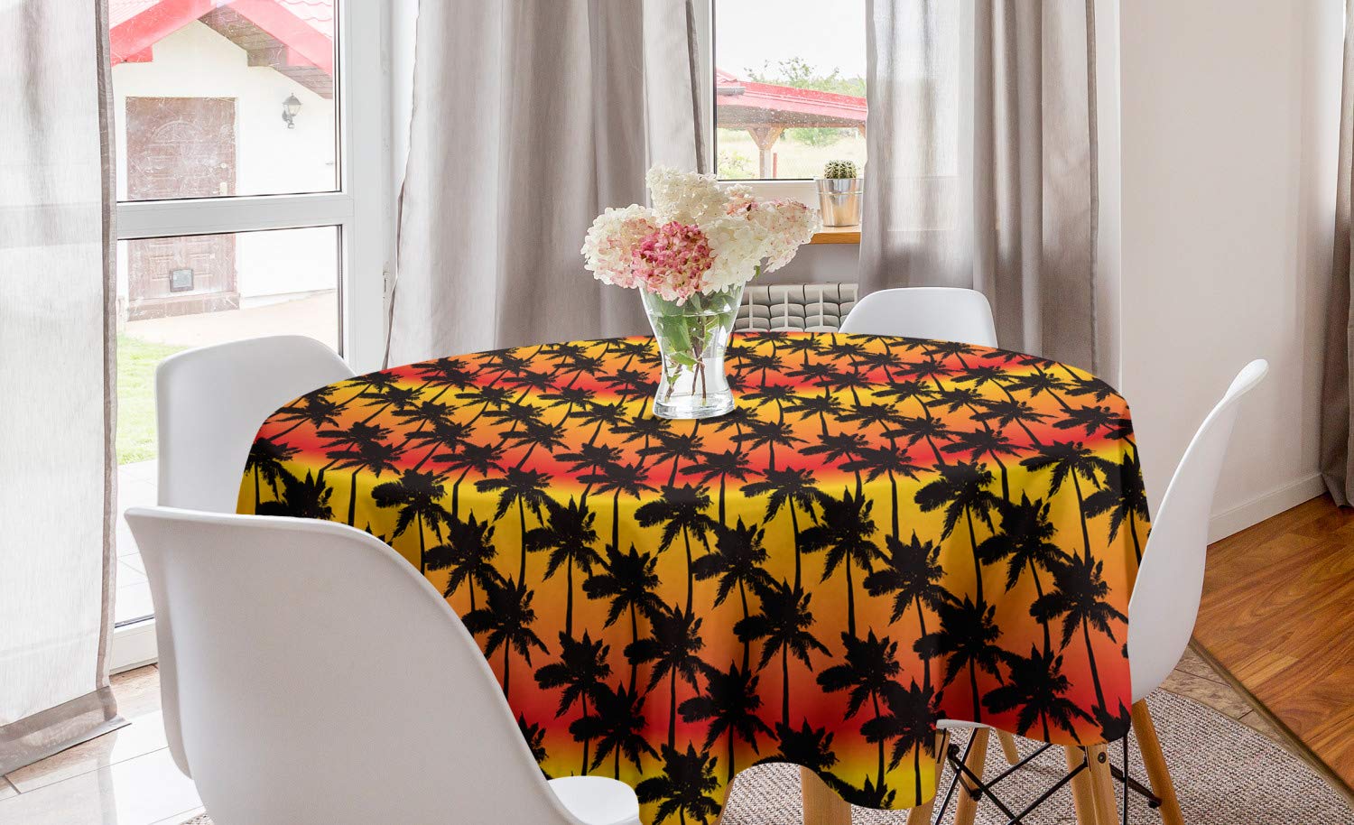 Ambesonne Tropical Round Tablecloth 60