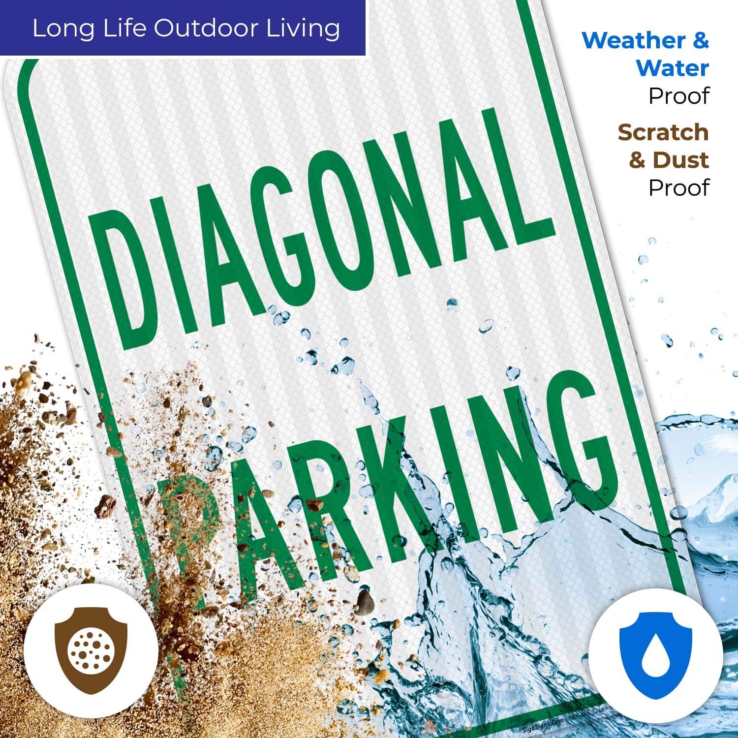 12x18 Inch Diagonal Parking Sign - 3M EGP Reflective .063 Aluminum - Fade Resistant & Easy Mounting - Indoor/Outdoor Use - Made in USA - Perfect for Parking Lots, Garages & Driveways