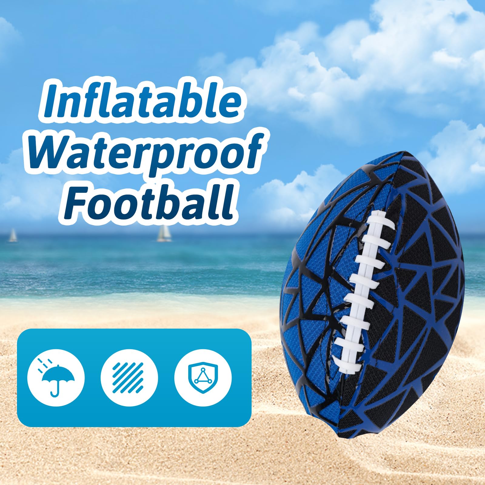 Shindel 9-Inch Inflatable Water Football for Pool & Beach - Strong Grip Fun Outdoor Game, Perfect for Kids & Family Ages 8-12, Black - Ideal for Summer Parties, Backyard Fun, and Vacation Activities