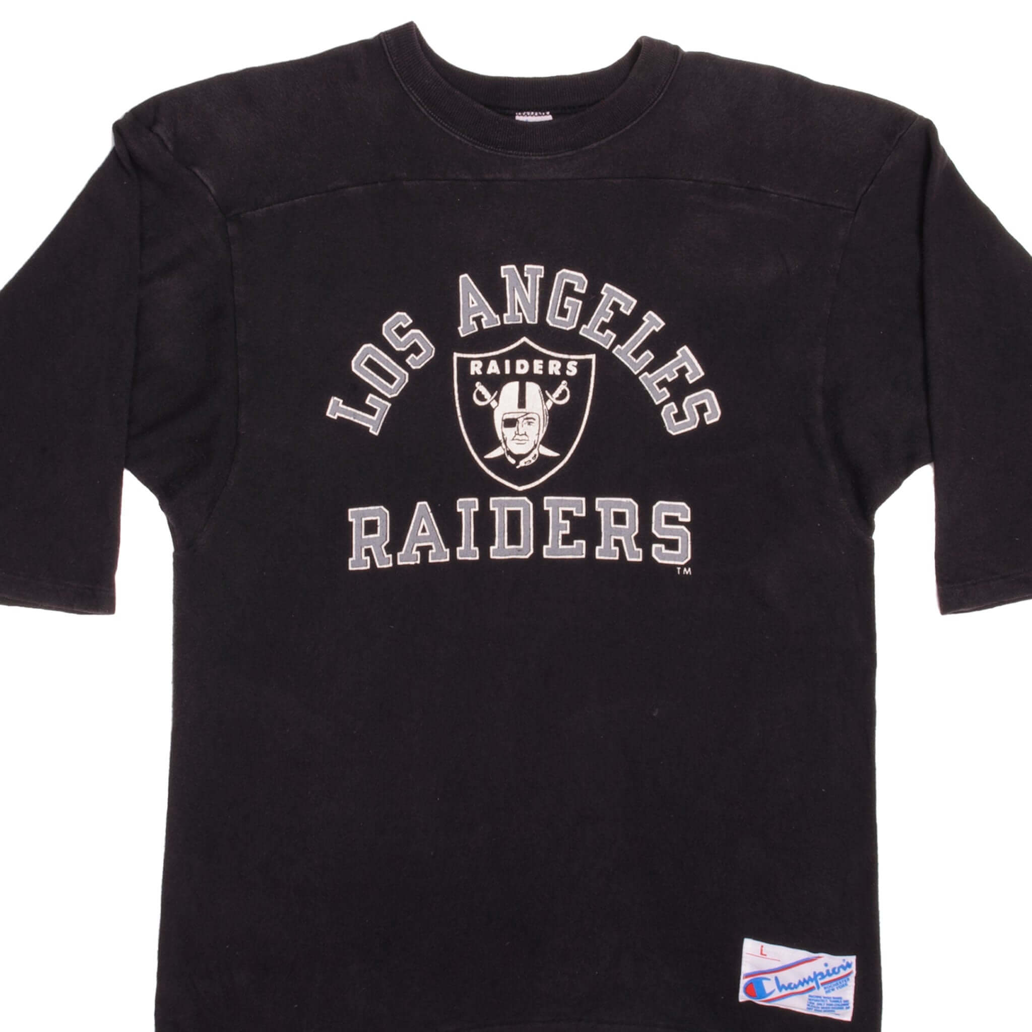 Vintage Champion NFL Los Angeles Raiders T-Shirt 1980s Retro Football Tee - Medium Size, Made in USA - Perfect for Game Day, Sports Fans & Vintage Collectors