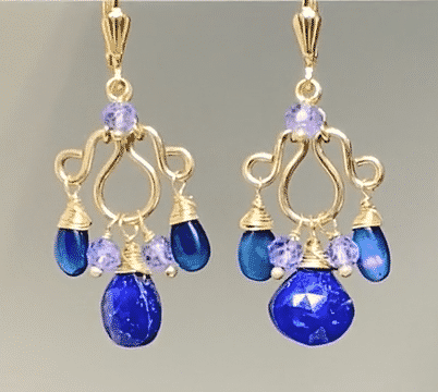Blue Lapis & Blue Opal Chandelier Earrings - 14K Gold Filled Dangle Earrings for Women, Elegant Bohemian Jewelry Gift for Party, Wedding & Special Occasions