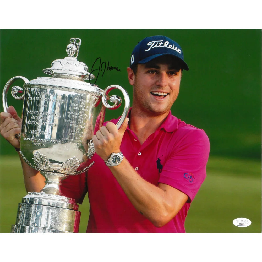 Justin Thomas Autographed 11x14 Golf Photo with JSA COA - PGA Tour Memorabilia for Collectors & Sports Fans - Perfect for Man Cave, Office Decor, or Gift for Golf Enthusiasts
