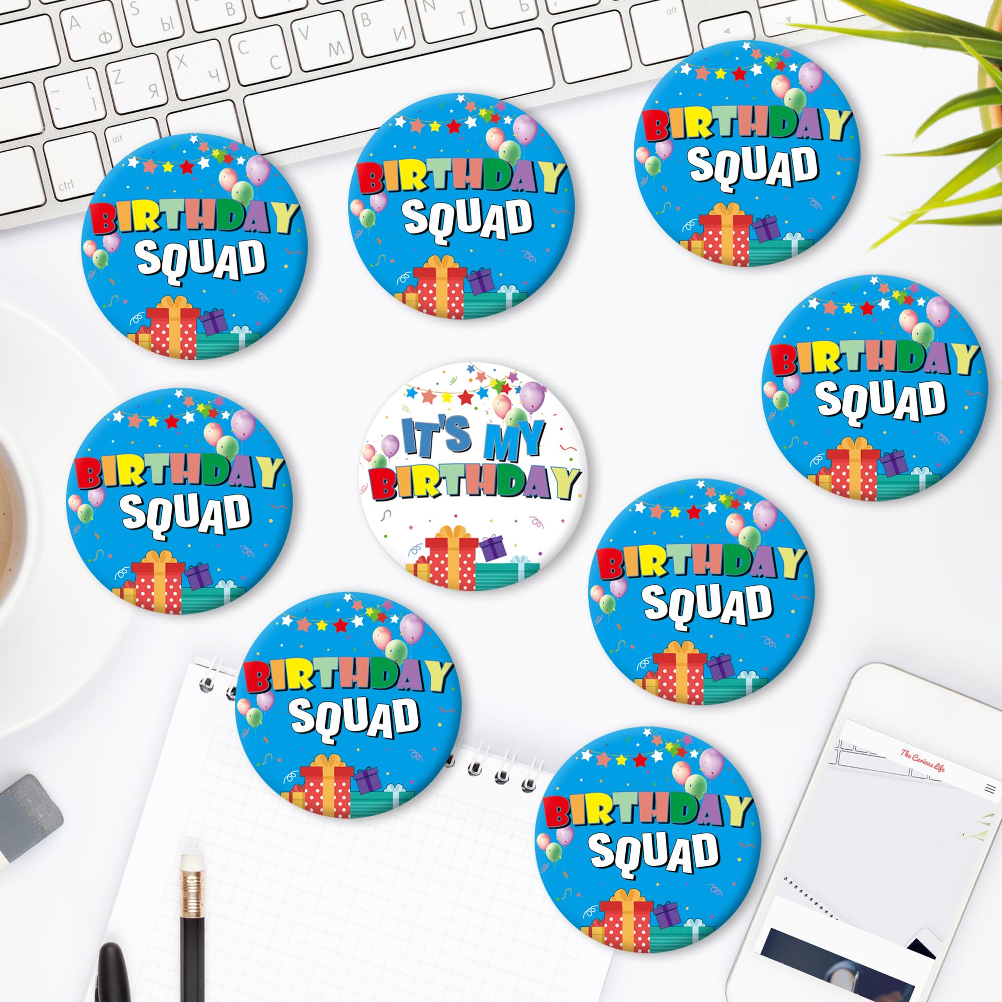 9pcs Birthday Pin Set - Its My Birthday Pin & Birthday Squad Pins (2.3inch) for Women & Men - Birthday Girl & Boy Buttons - Party Decorations & Gifts - Perfect for Birthday Parties, Celebrations & Group Events