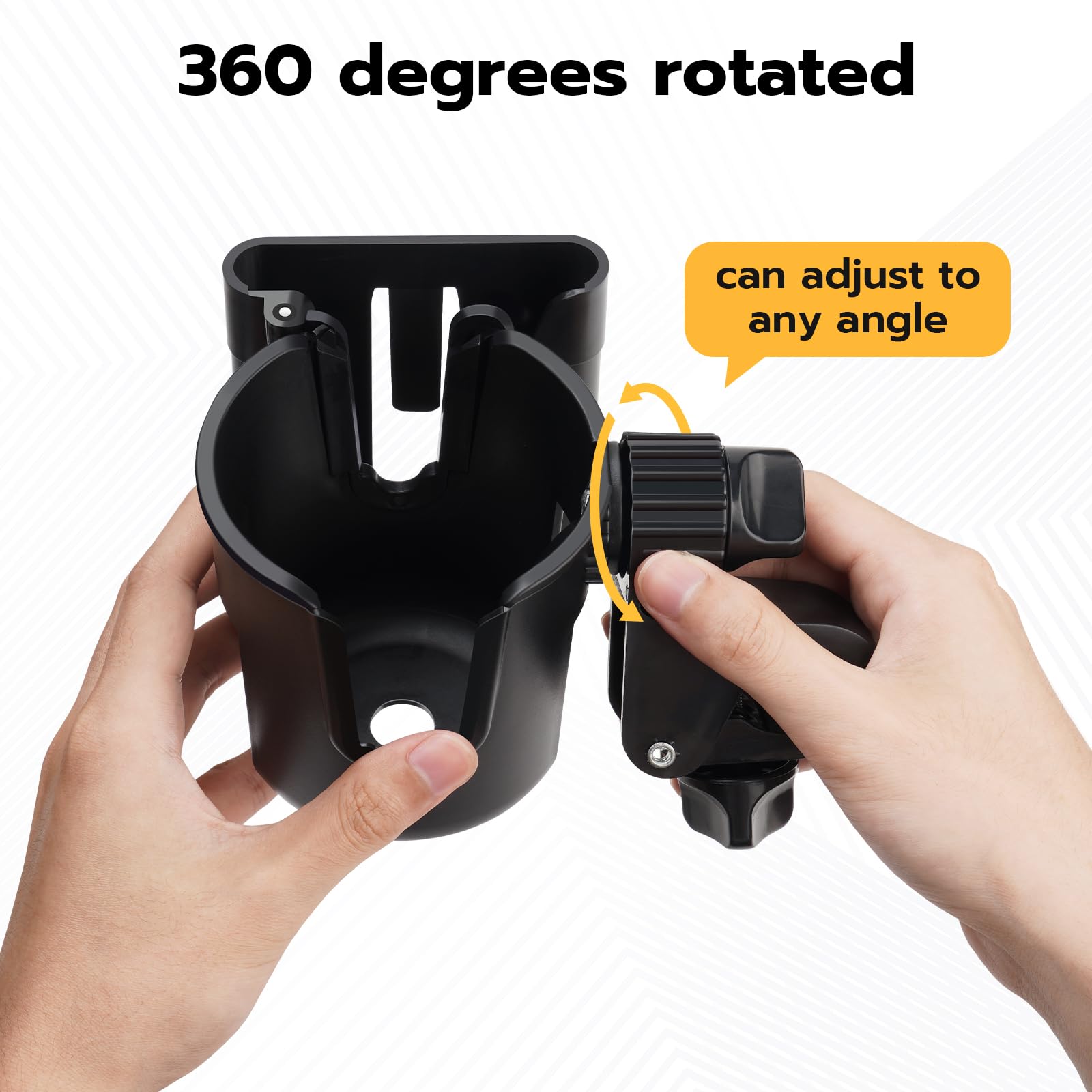 2-in-1 Universal Cup Holder with Phone Mount - Removable Dual Cup & Phone Holder for Car, Boat, Stroller, Wheelchair, Bicycle, Golf Cart - Perfect for Travel, Outdoor Activities and Daily Commute [Black]