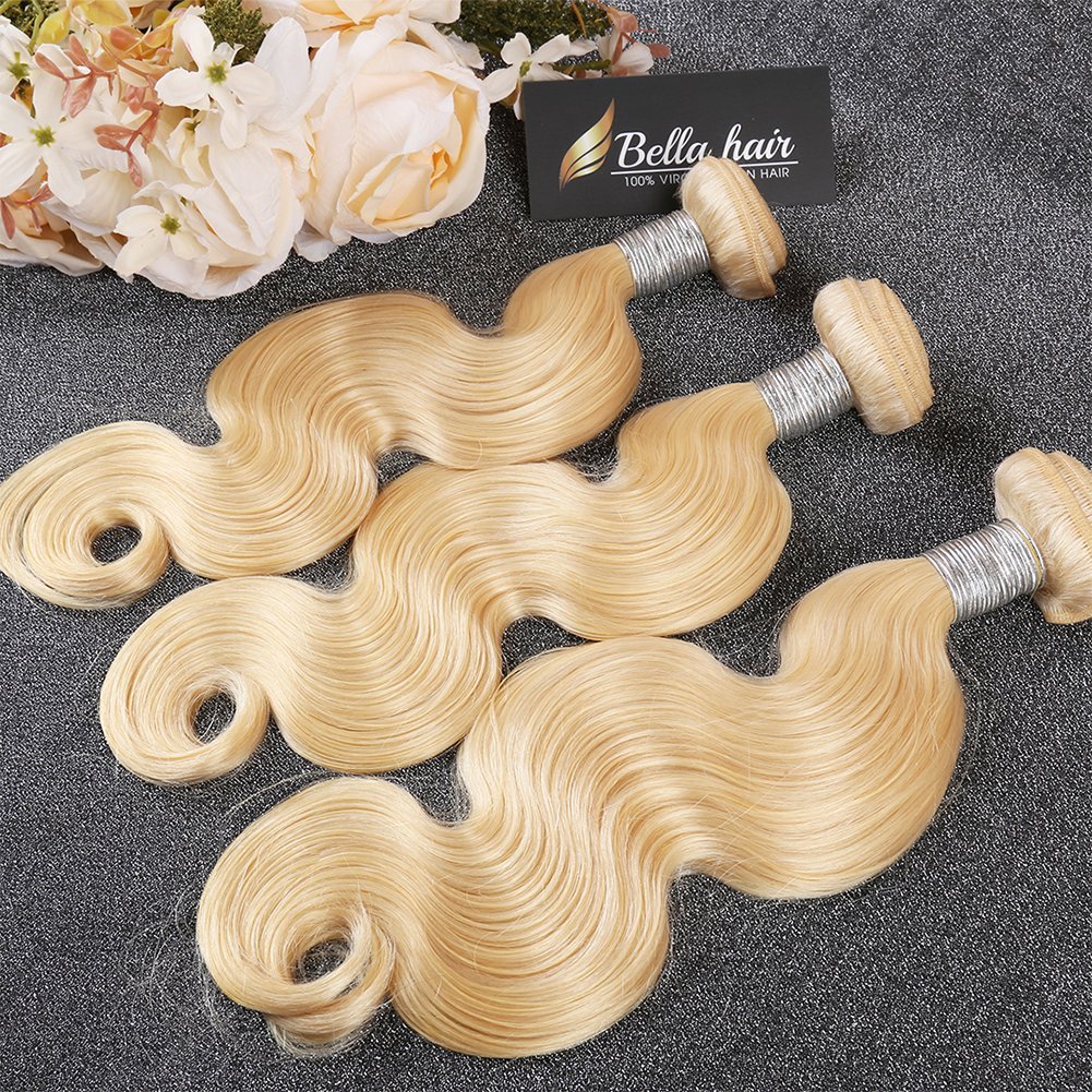 Bella Hair 613 Remy Virgin Human Hair Weave - Russian Blonde Human Hair Bundles Body Wave (2 Pieces 30 Inch) for Extensions, Weaving & Styling | Perfect for Daily Wear, Parties & Special Occasions