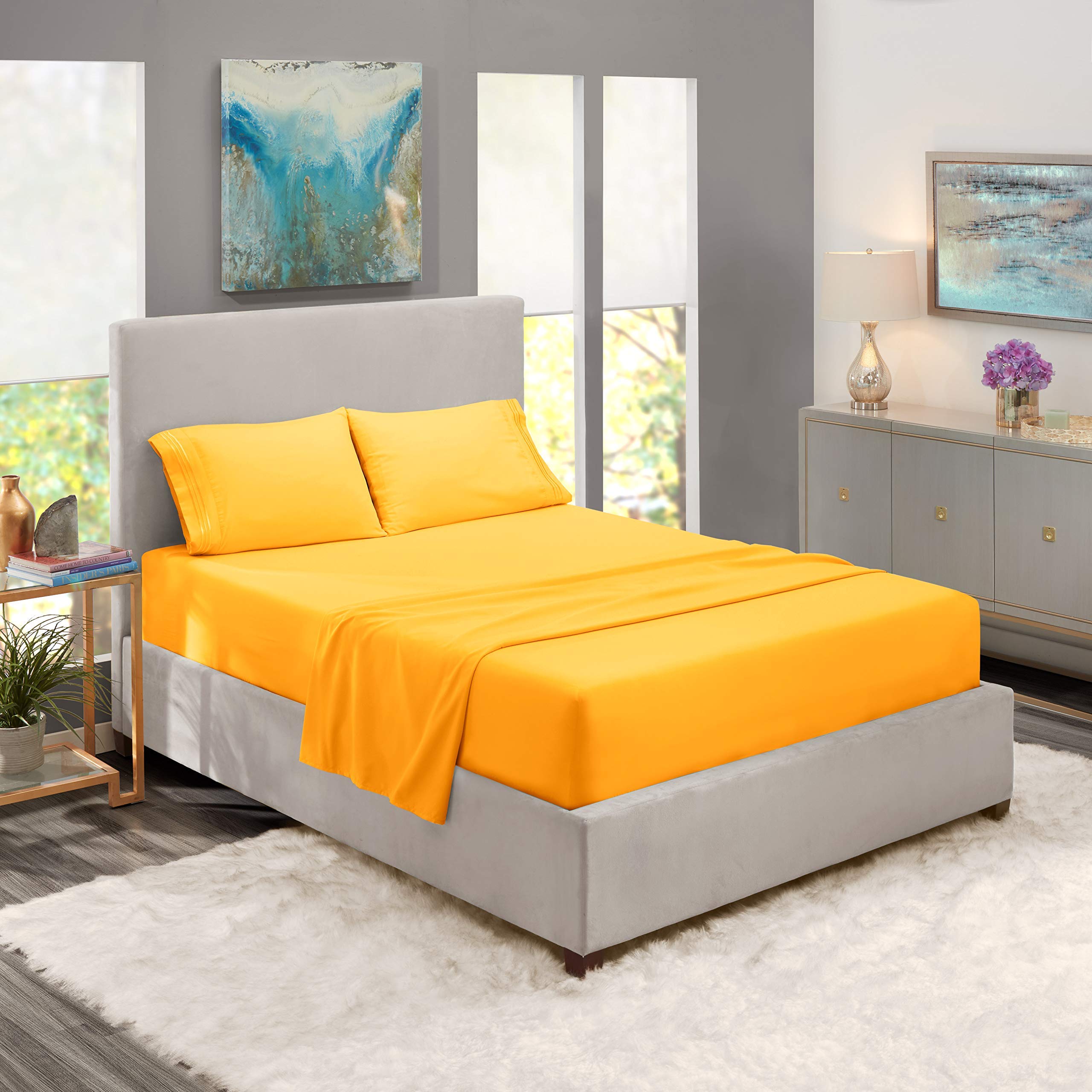 Premium 800 Thread Count 100% Combed Cotton Twin XL Sheet Set - 4pc Soft Bed Sheets with Extra Long Staple Cotton, Deep Pocket Fits Mattress Up to 14