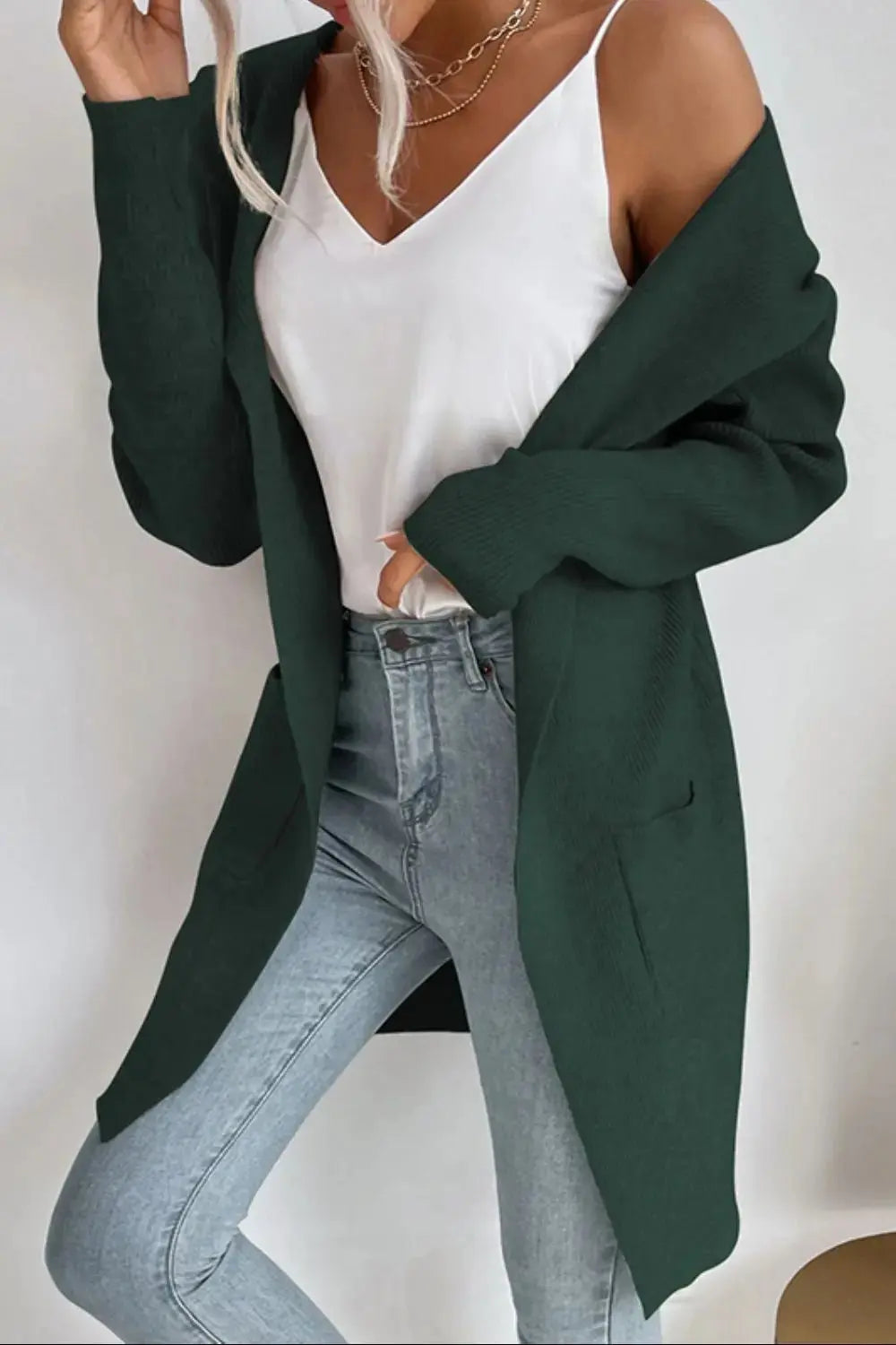 Double Take Ribbed Open Front Hooded Cardigan Sweater for Women - Cozy Knit Long Sleeve Wrap Jacket | Perfect for Fall Layering, Casual Outfits & Lounge Wear