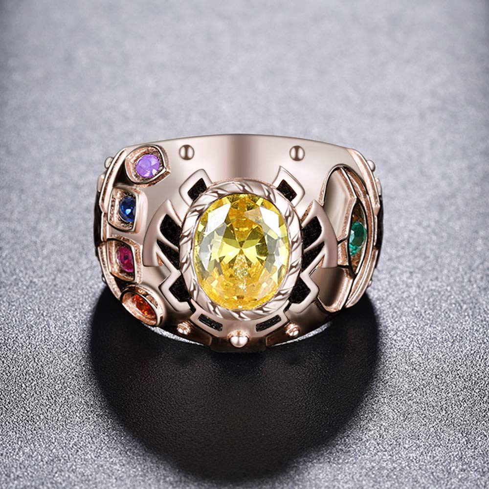 Infinity Gauntlet Rose Gold Plated 925 Sterling Silver Ring - Marvel Avengers Gift for Men & Women, Cosplay Jewelry for Superhero Fans