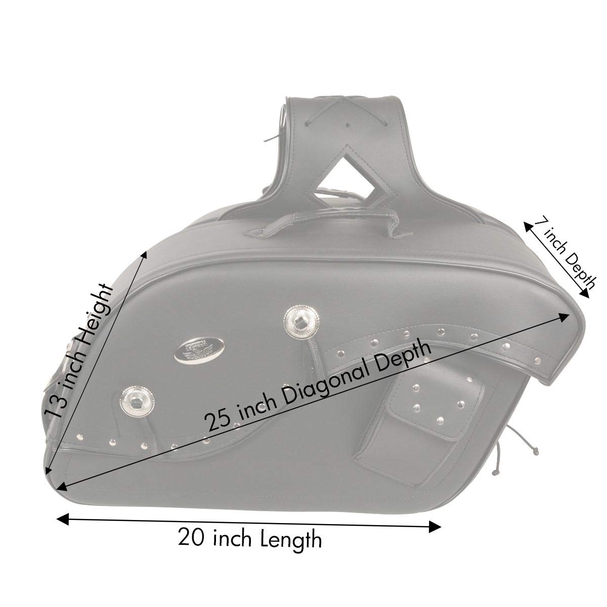 Milwaukee Leather MP8300 Black PVC Large Cruiser Style Riveted Throw Over Motorcycle Saddlebags - One Size - Perfect for Harley, Honda & Yamaha Bikes - Ideal for Long Rides & Storage