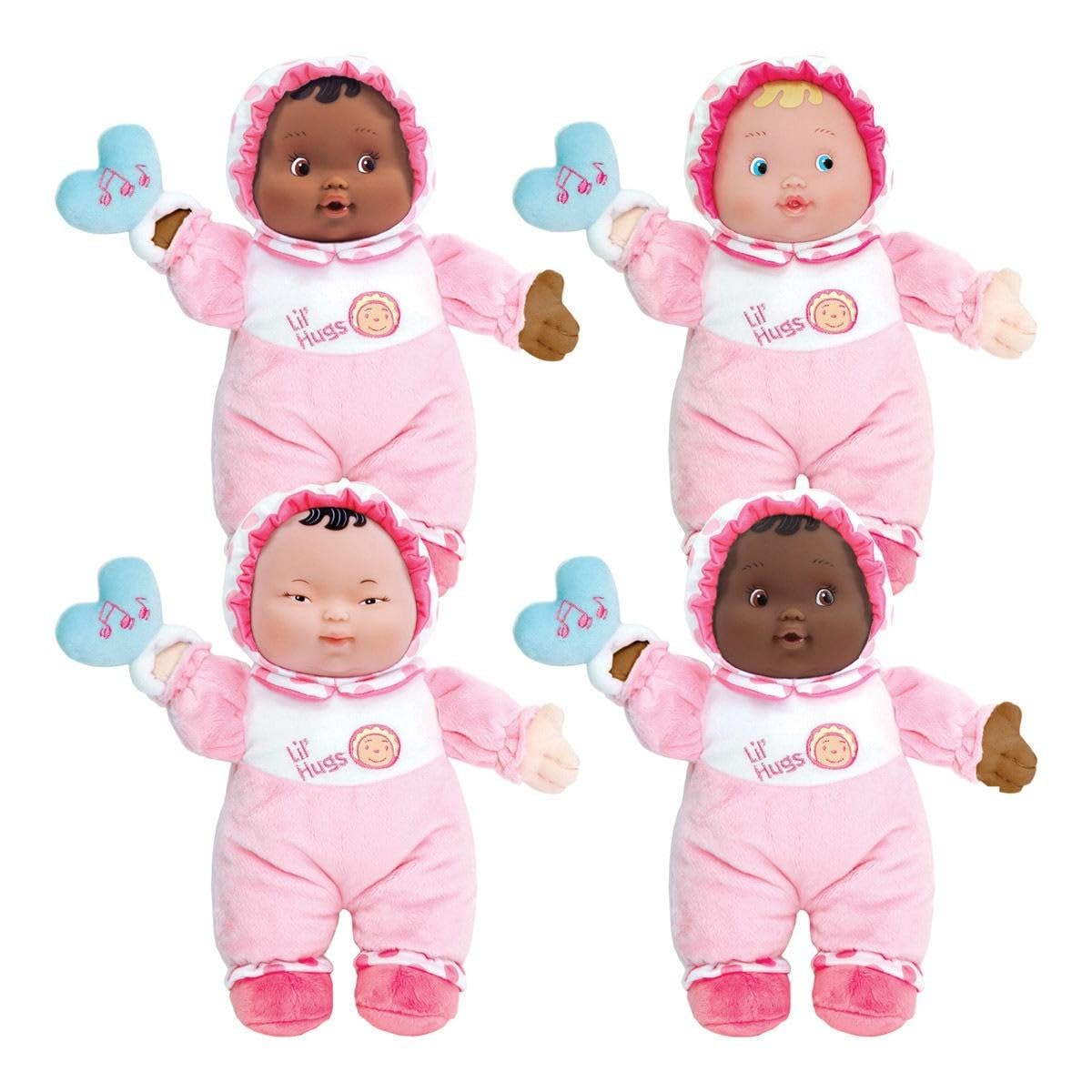 JC Toys Lil' Hugs Soft Body Dolls - 4 Pack of Cuddly Baby Dolls for Kids | Perfect for Pretend Play, Gift Giving & Nursery Decor