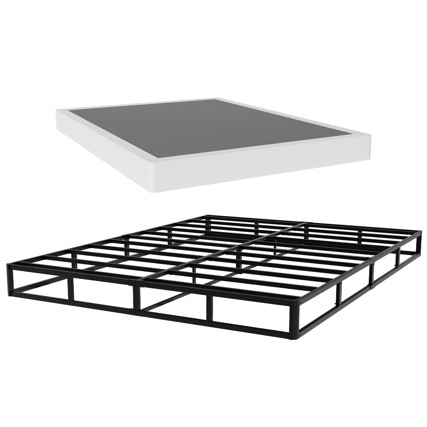 5 Inch Low Profile Queen Box Spring - Sturdy Metal Frame Mattress Foundation with Easy Assembly | Noise-Free Support for Bedroom, Guest Room & Dorm Use