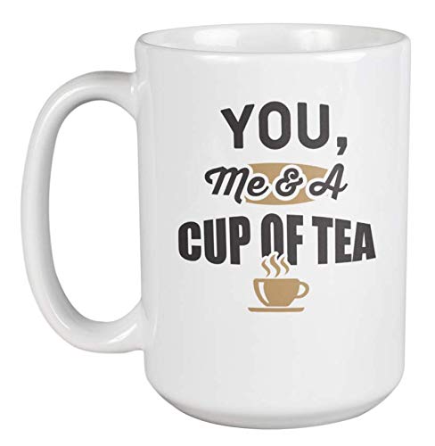 Valentine's Day Coffee Mug Set - 15oz You & Me Couple Mugs for Coffee, Tea, Hot Chocolate - Romantic Gift for Couples, Anniversaries & Date Nights