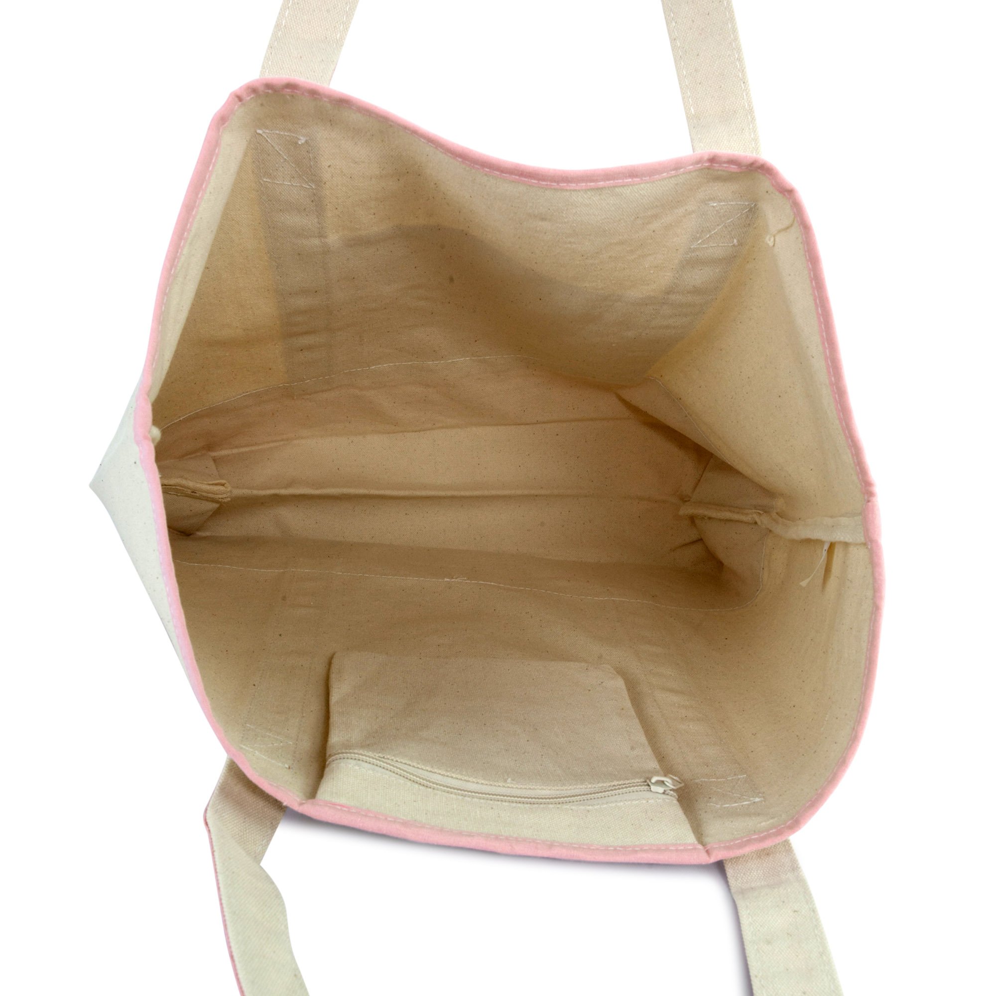 DALIX Women's Cotton Canvas Tote Bag - Large Pink Monogram Shoulder Bag with A-Z Letters (Perfect for Work, Travel, Shopping & Beach Day Essentials)