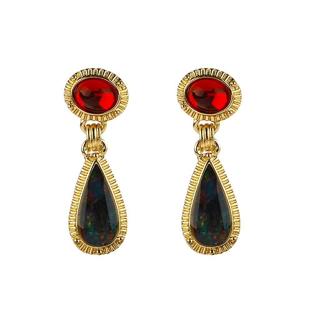 Crystal Imitation Ruby Drop Earrings for Women - Elegant Bohemian Wedding & Party Dangle Jewelry - Perfect for Bridal, Prom, Date Night & Special Occasions