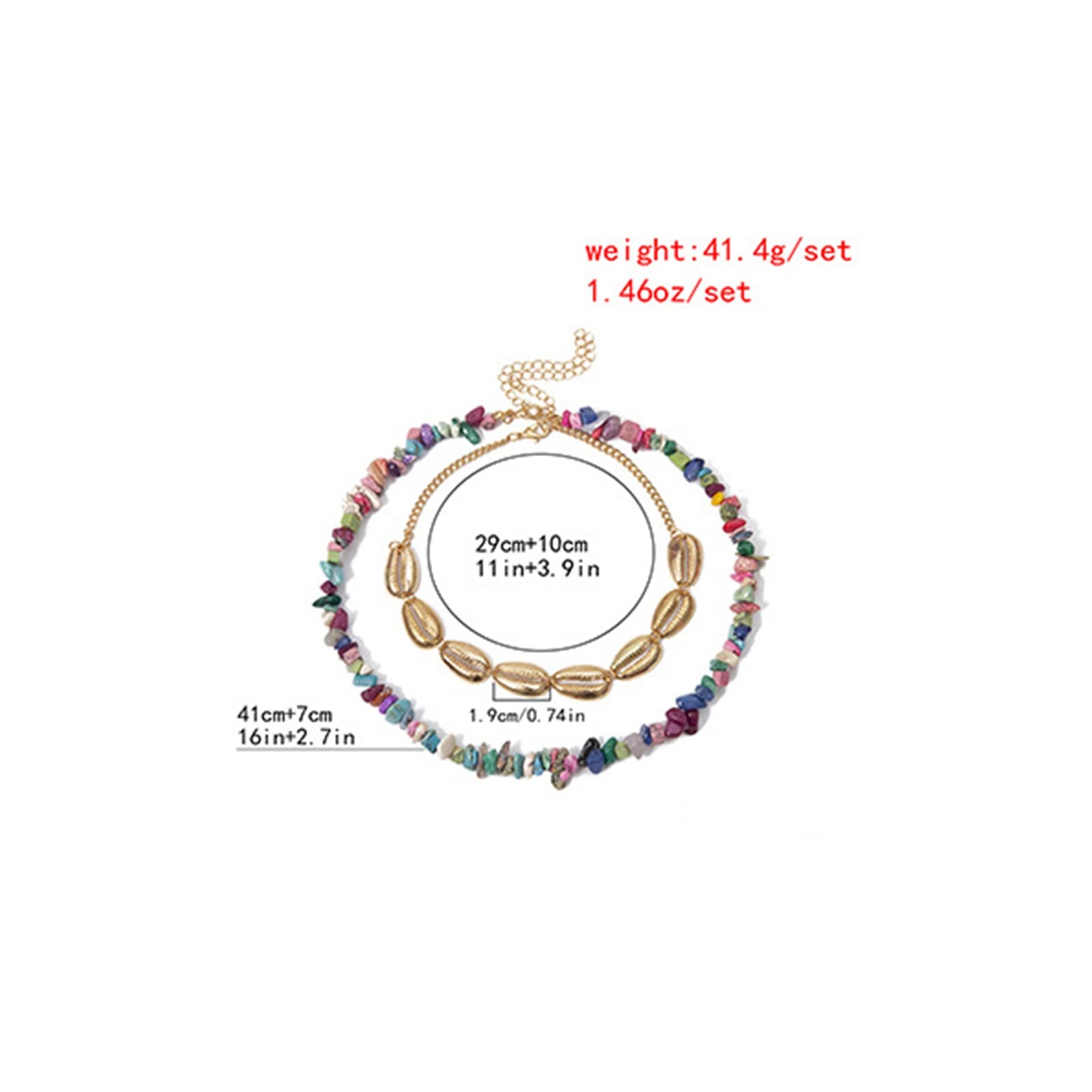 Dainty Layered Necklace for Women - 2PCS Gold Shell & Stone Pendant Chain Jewelry Set, 39CM | Perfect for Layering, Everyday Wear & Gift Giving