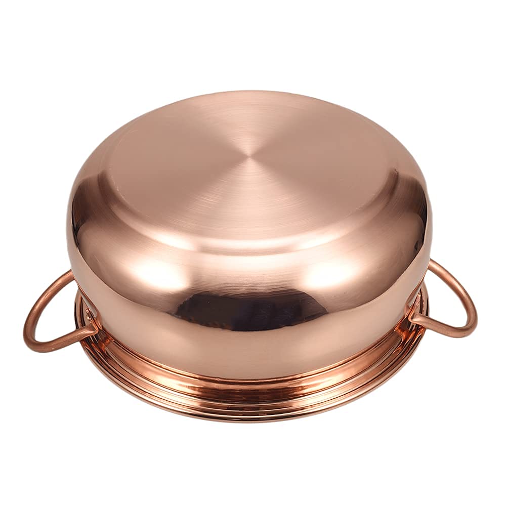 Handmade Pure Copper Goulash Kettle - 26cm Deep & Thick Copper Stock Pot for Gas Stove | Perfect for Soups, Stews & Traditional Cooking