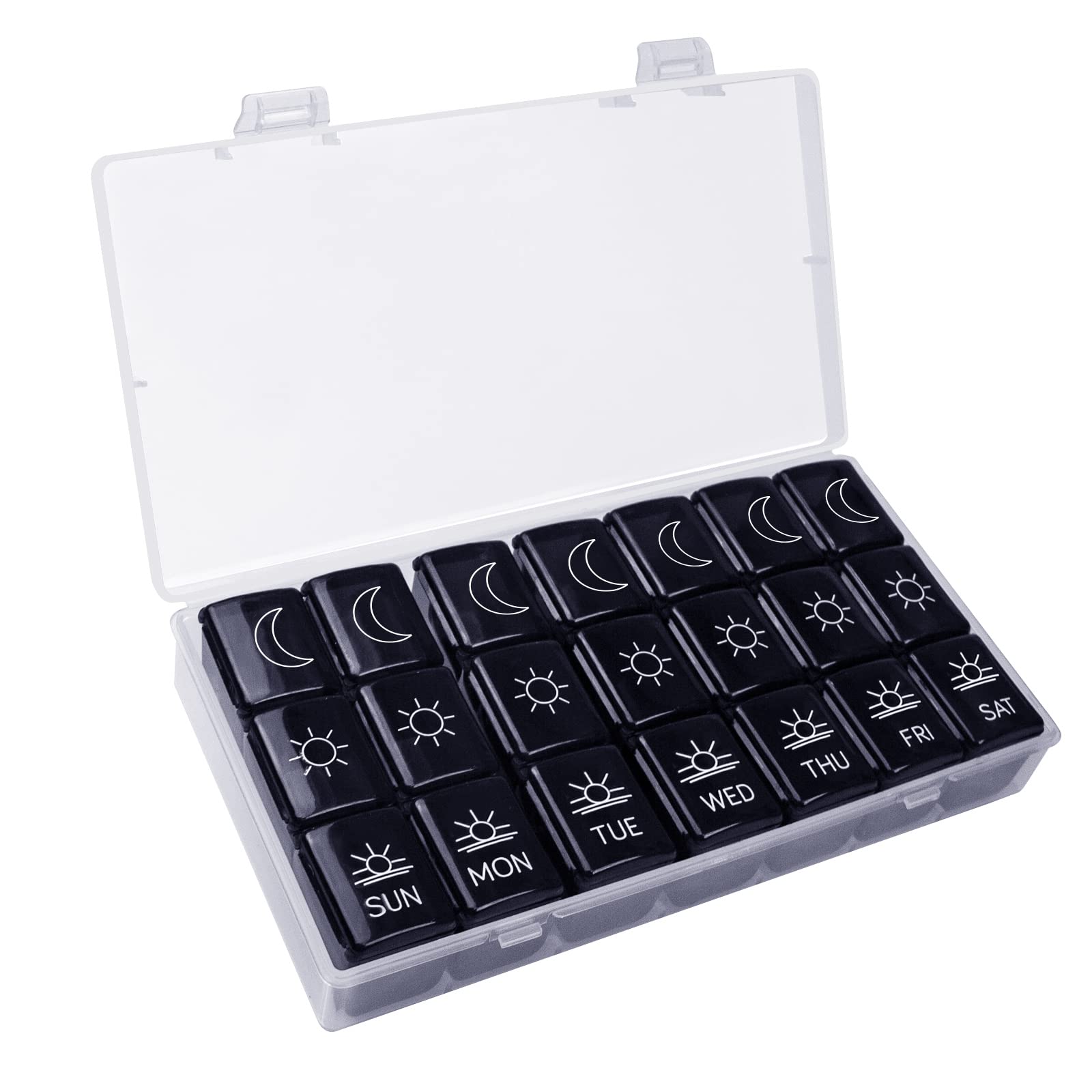 GOGOODA 7-Day Weekly Pill Organizer Box - 3 Times a Day Medication Case for Vitamins, Fish Oil & Supplements - Perfect for Travel, Home Use & Daily Medication Management