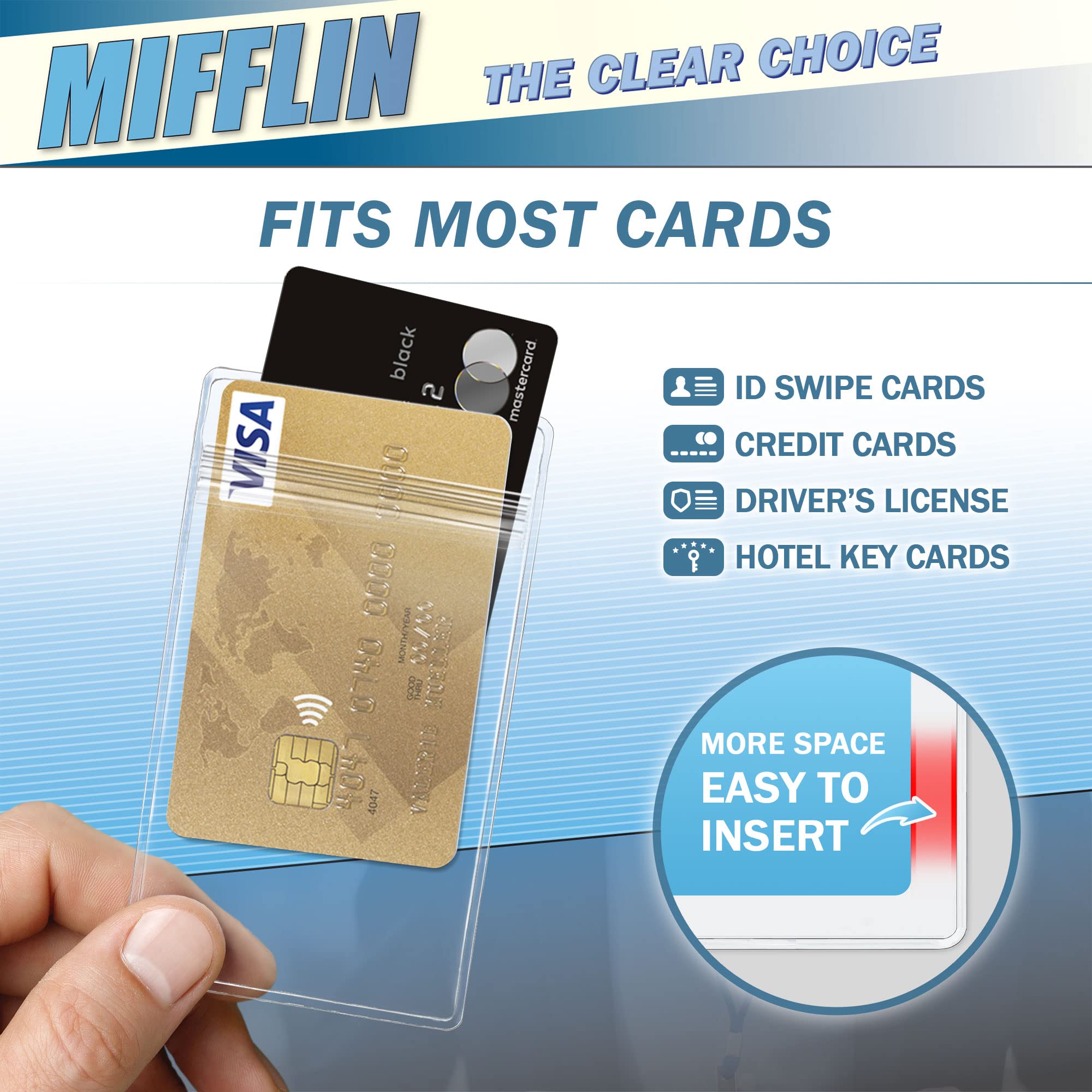 Mifflin USA 1000 Pack Clear Plastic Waterproof ID Badge Holders (2.25x3.5 Inch) with Zipper - Vertical Hanging Resealable Name Card Holders for Events, Conferences & Workplace Security Badges