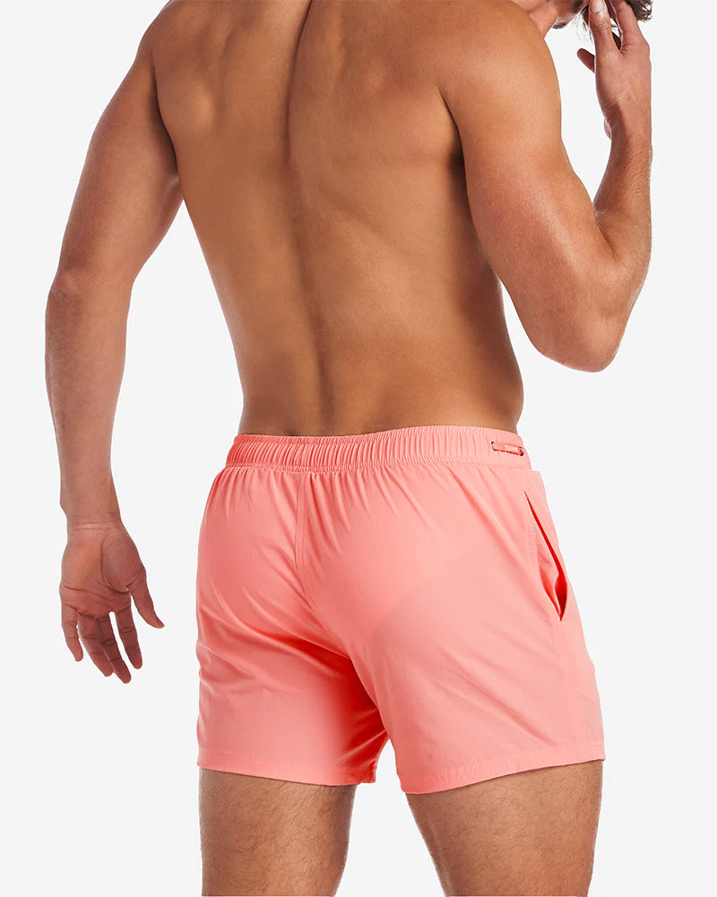 **Teamm8 Grid 4.5 Swim Shorts for Men - Bondi Pink - Quick-Dry, Comfortable & Stylish Beachwear for Swimming, Surfing & Outdoor Activities**