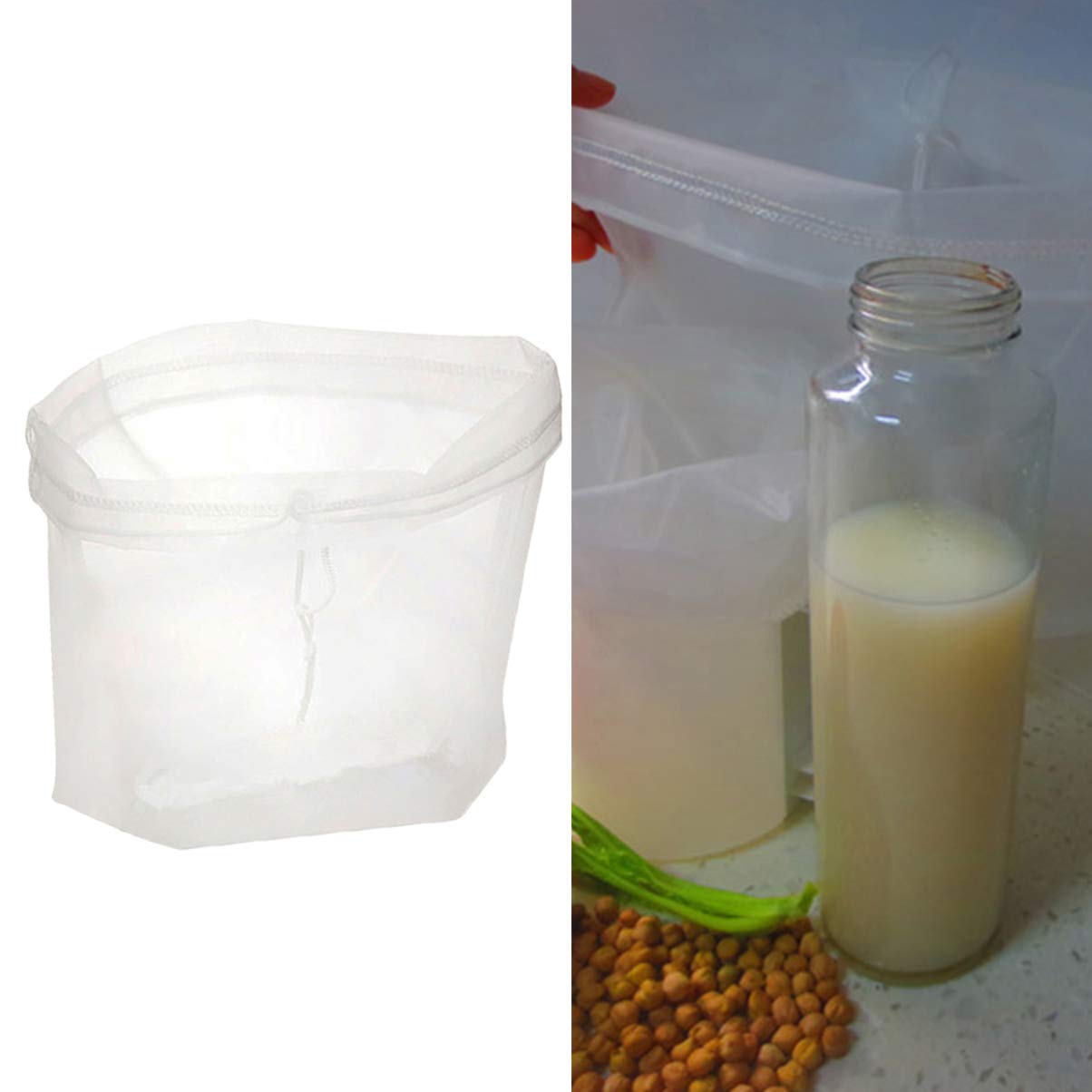 DOITOOL Reusable Mesh Brewing Bag - Yogurt Strainer, Cold Brew Filter, Tea Infuser, Soy Milk Cloth - Food Grade Kitchen Strainer Bag (White) - Perfect for Home Brewing, Cheese Making & Nut Milk Preparation