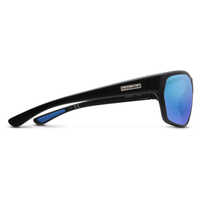 Boone Matte Black Sunglasses with Polarized Blue Mirror Lenses - Stylish UV Protection for Outdoor Sports & Driving