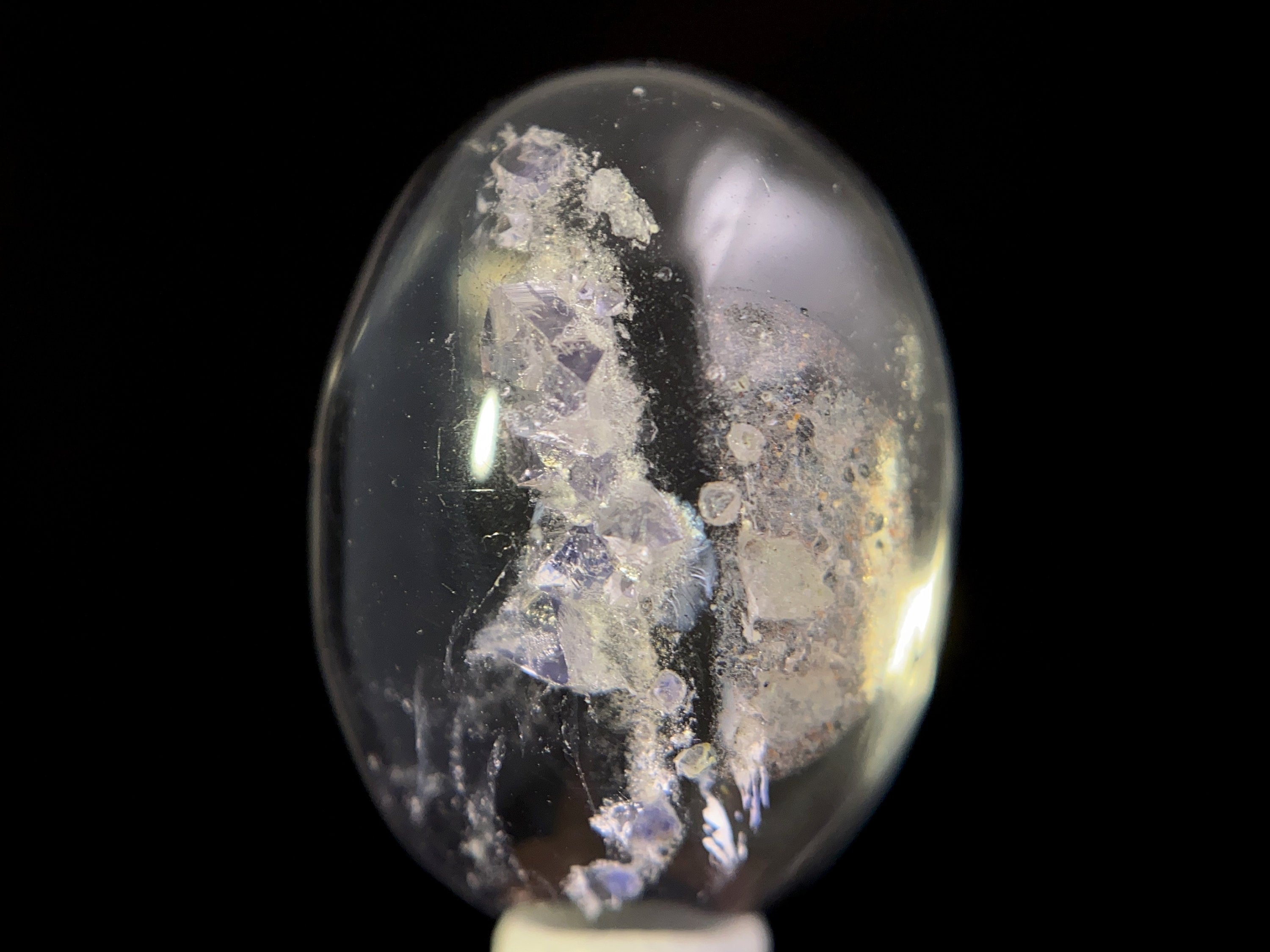 Fluorite in Clear Quartz Crystal Cabochon - Rare Gemstone for Jewelry Making, Healing Crystals (47464) | Perfect for Pendants, Rings & Spiritual Healing
