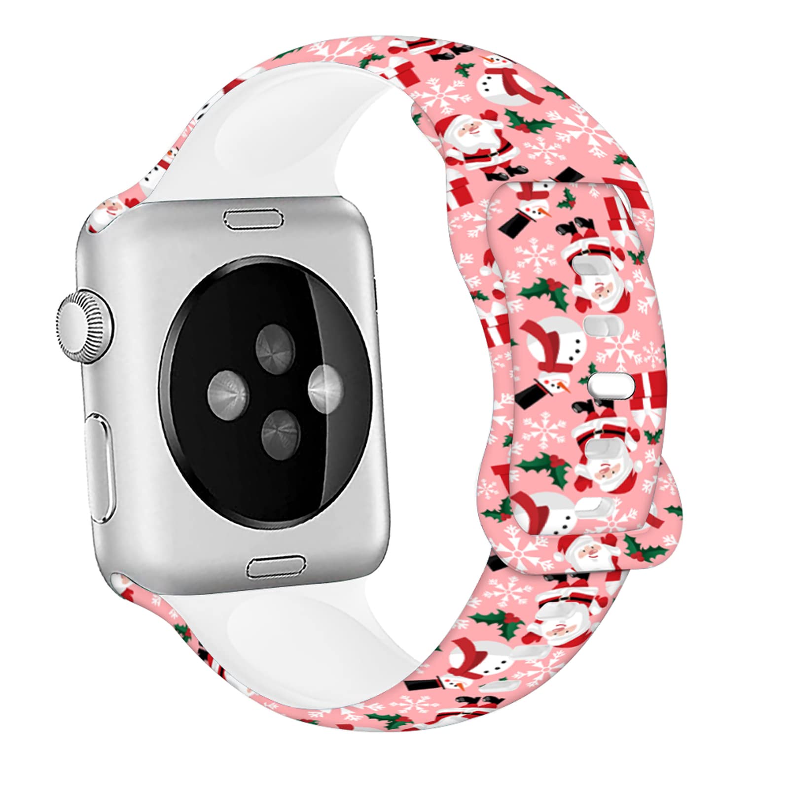 Breathable Christmas Bands for Apple Watch 38mm 40mm 41mm - Soft Silicone Sports Strap Compatible with iWatch SE & Series 10/9/8/7/6/5/4/3/2/1 - Festive Pink Holiday Wristband for Workouts & Gifts