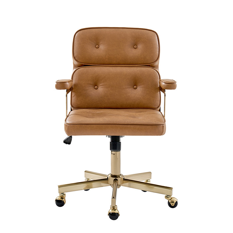 Denise Upholstered Swivel Office Chair - Ergonomic Executive Desk Chair with Adjustable Height & Lumbar Support - Perfect for Home Office, Gaming & Conference Rooms