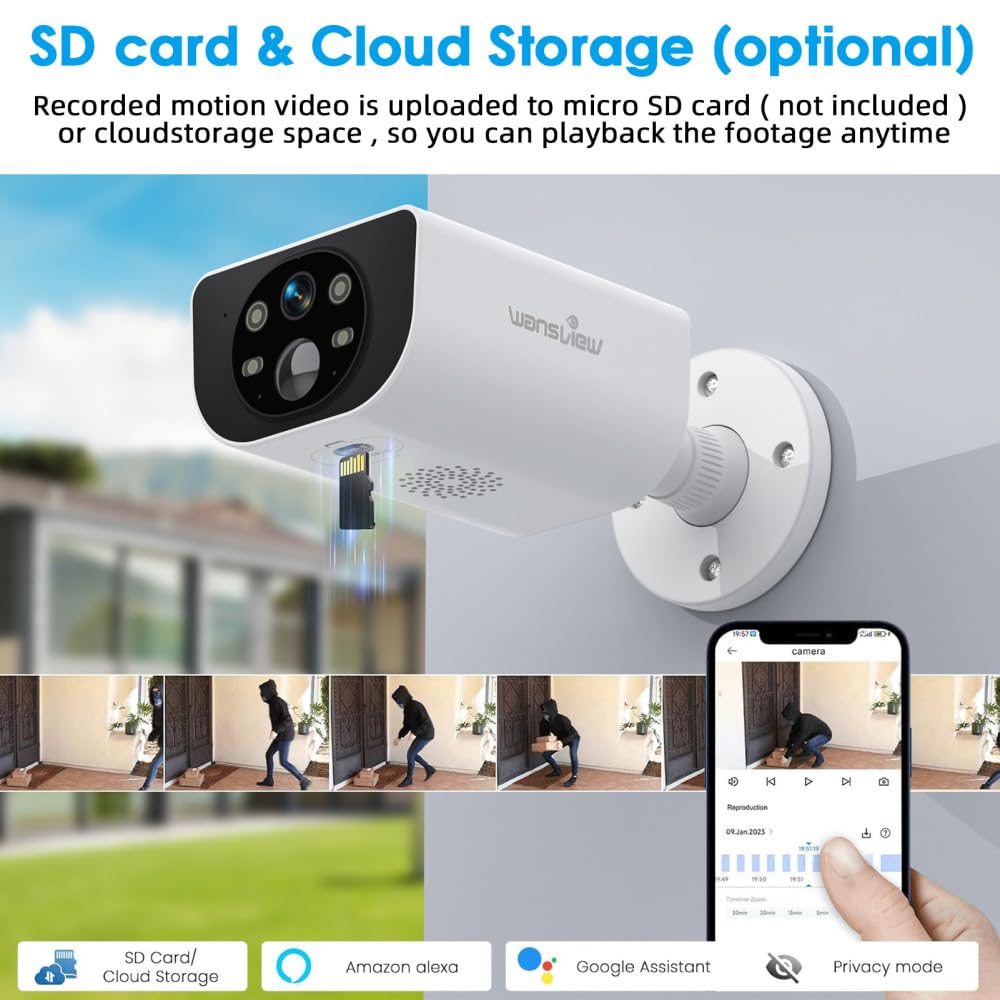 Outdoor Wireless Solar Security Camera - Waterproof, SD Card & Cloud Storage - Ideal for Home, School, Office & Public Spaces | 24/7 Surveillance & Motion Detection