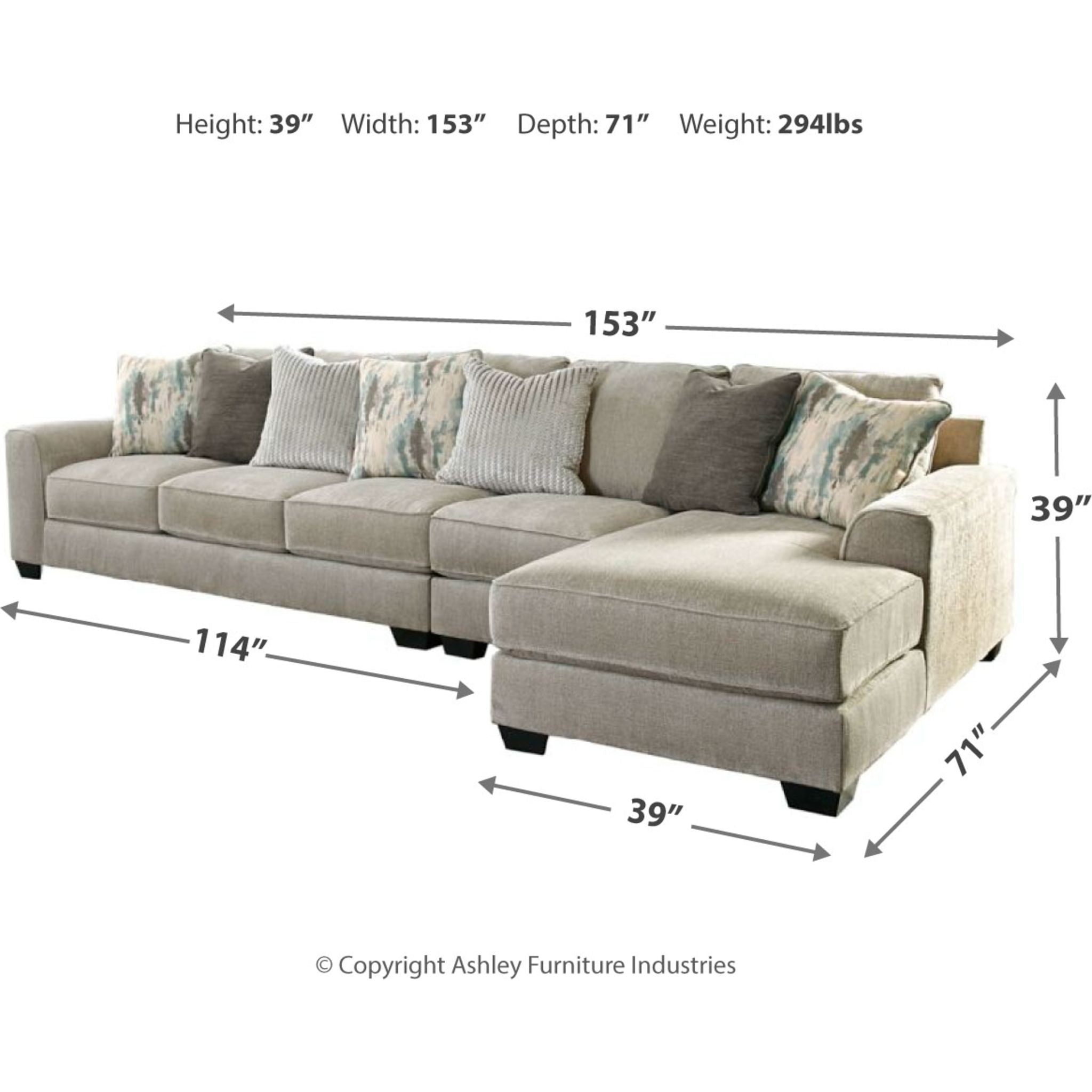 Ardsley 3-Piece Sectional Sofa with Chaise Lounge - Modern L-Shaped Couch for Living Room, Family Room & Home Theater - Soft Fabric Upholstery & Sturdy Frame