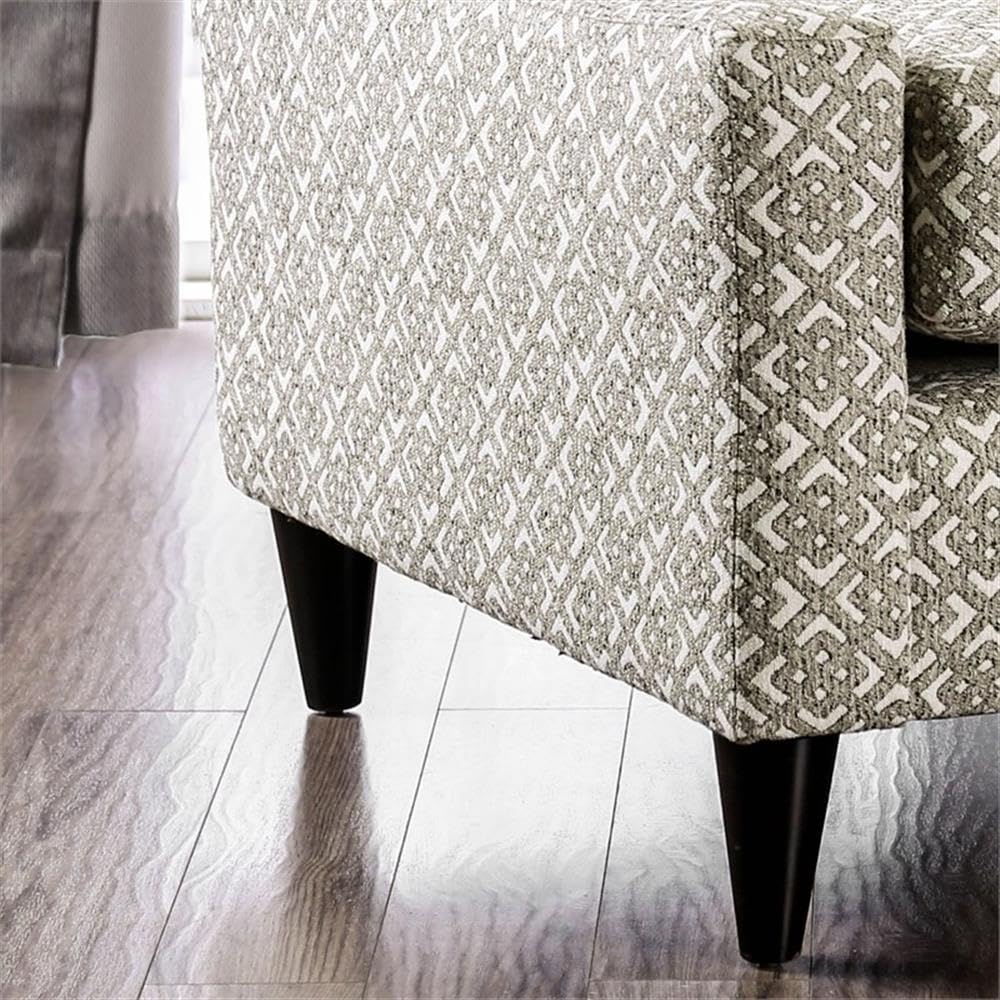 Shila Contemporary Fabric Accent Chair in Gray Geometric - Modern Living Room Furniture for Home Office & Lounge - Comfortable Mid-Century Style Seating for Small Spaces