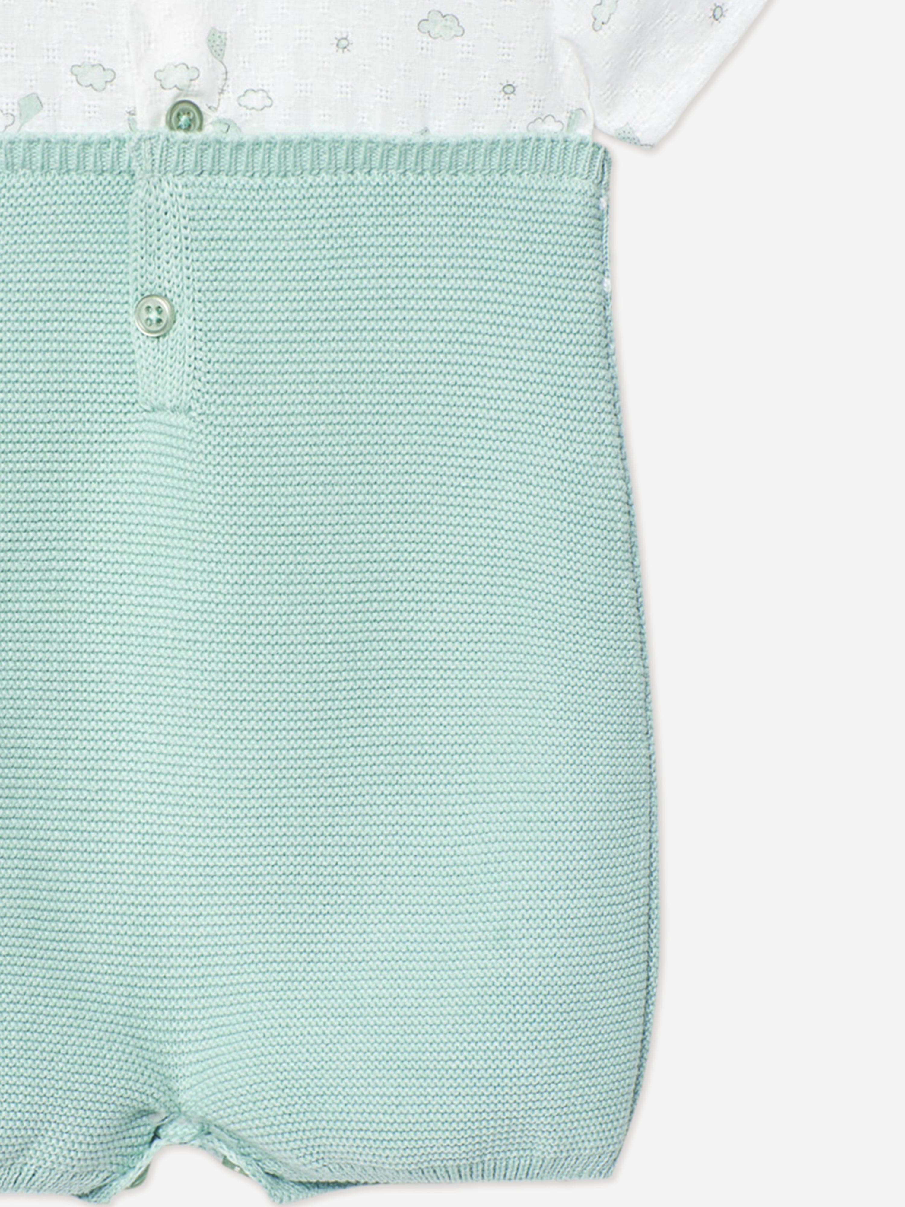Adorable Green Knitted Romper for Baby Boys - Soft & Comfortable Outfit for Newborns, Infants - Perfect for Family Photos, Playdates & Special Occasions